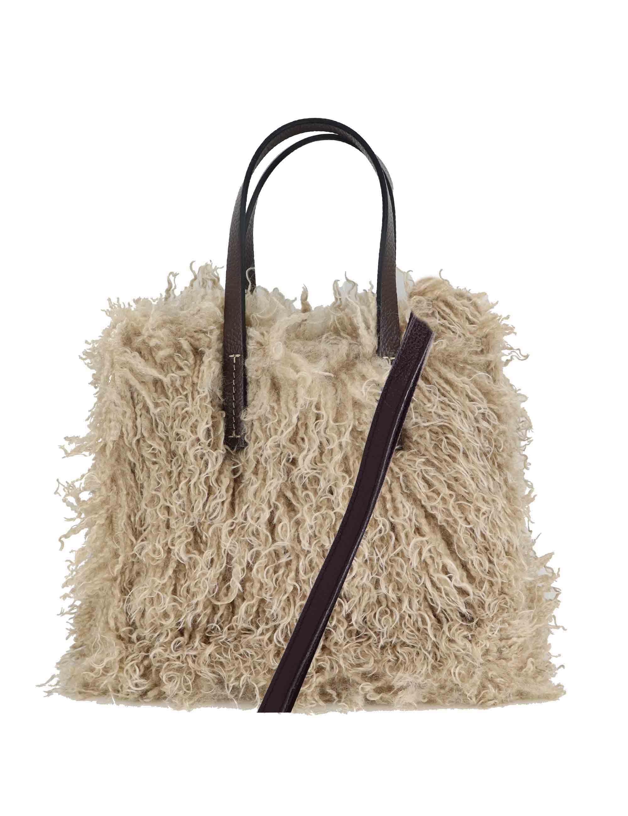 Tote bag in eco shearling beige con tracolla Donna MEZZA UMILTA DYND BEIGE