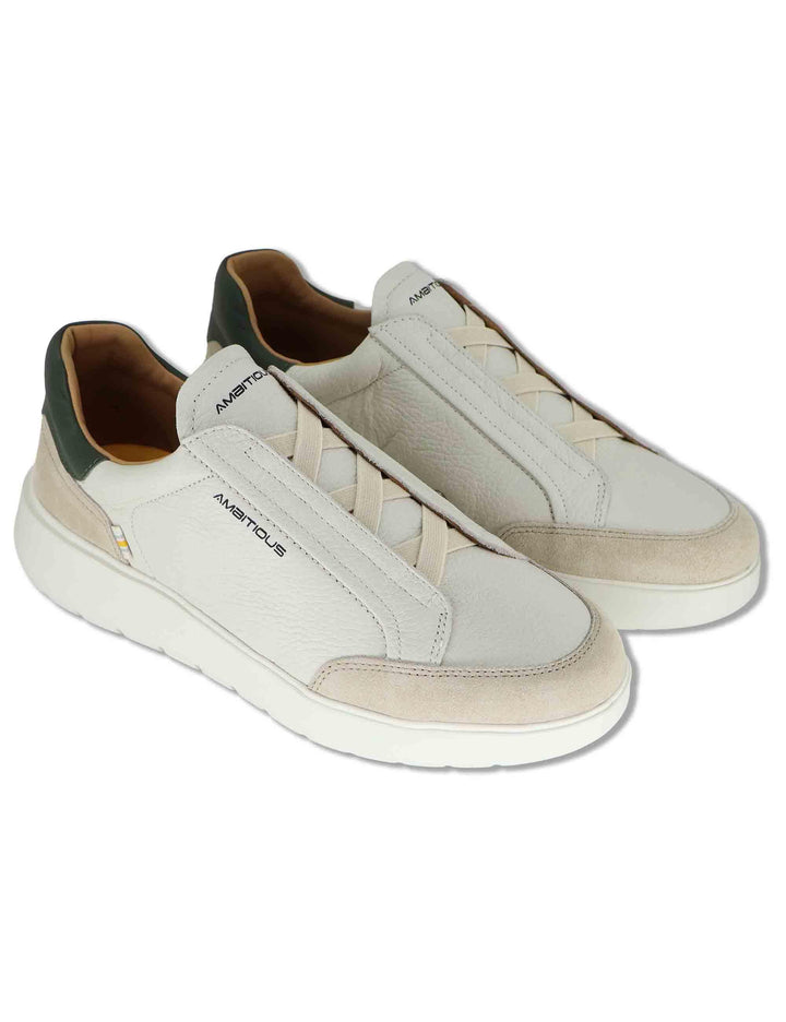 Sneakers uomo Hover in pelle beige con elastici e suola alta in gomma 13721A 7333AM Ambitious 