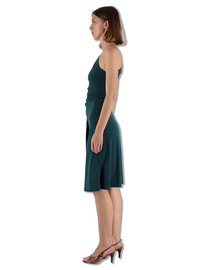 Abiti donna Soft in jersey verde monospalla con fusciacca JF671570210 60050 Maliparmi 