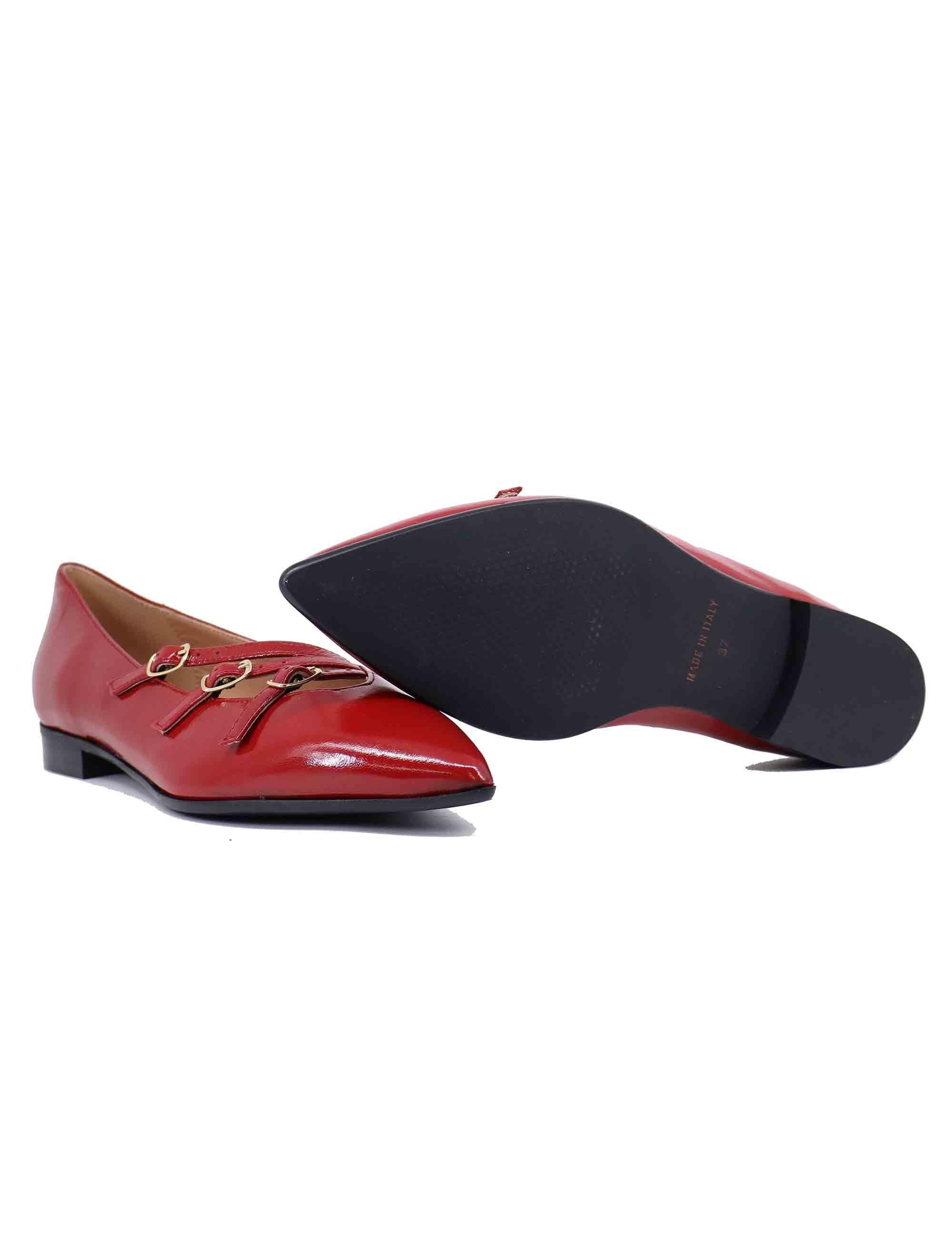 Ballerine donna in pelle rossa con doppio cinturino SPY9216-M 022 Spatarella 