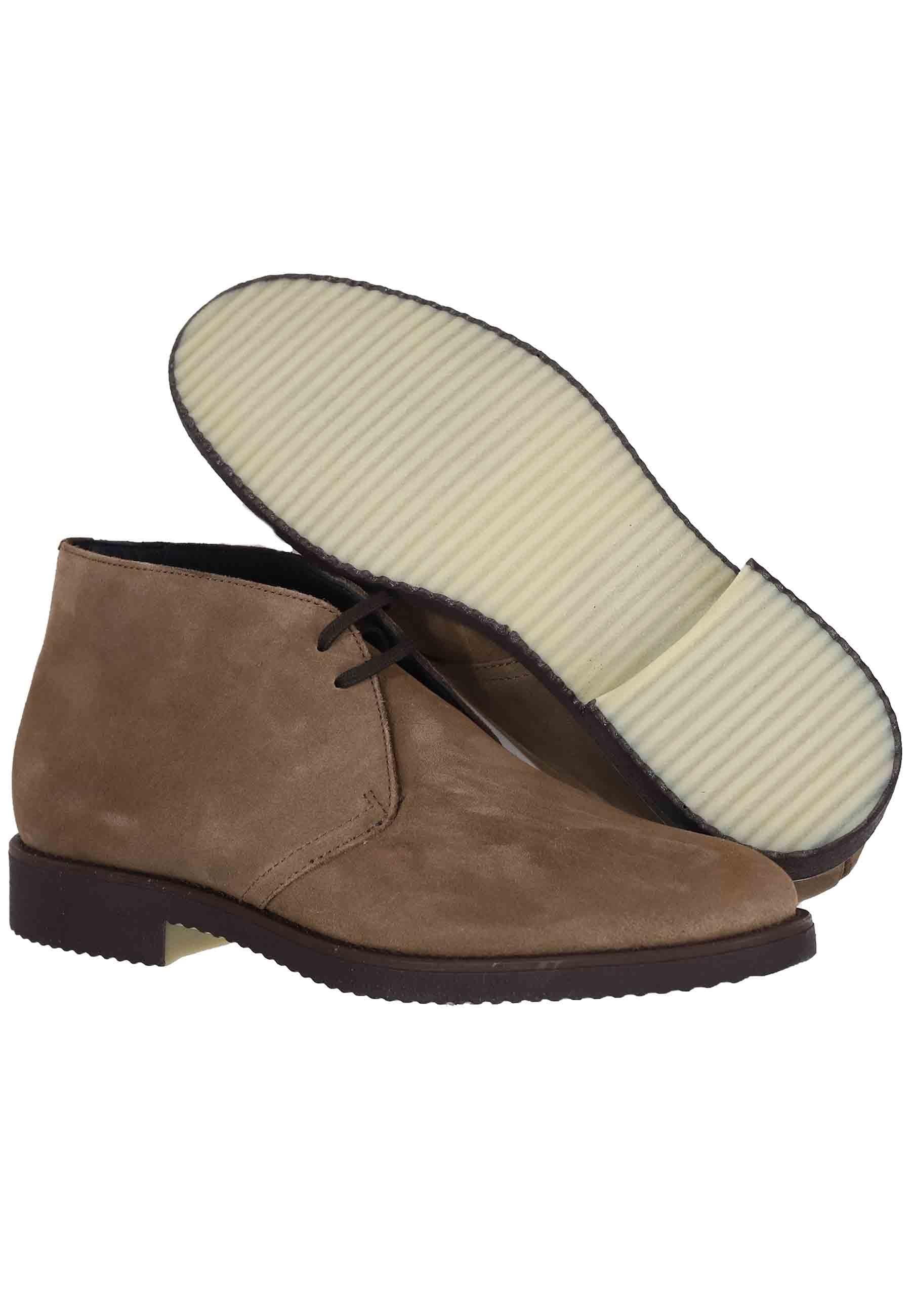 Polacchine uomo in camoscio taupe con suola in para 17671-W-U46 012 Antica Cuoieria 