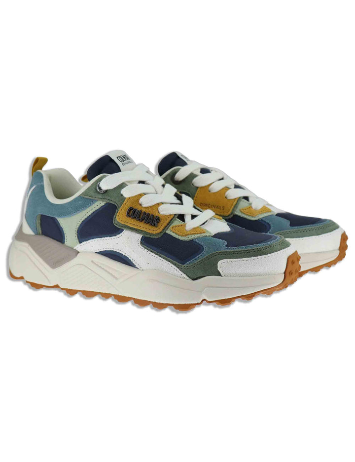 Sneakers uomo in pelle e tessuto blu con suola alta GARNER 023 Colmar 