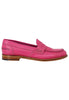 Women's moccasins in fuchsia grained leather with matching band and leather sole