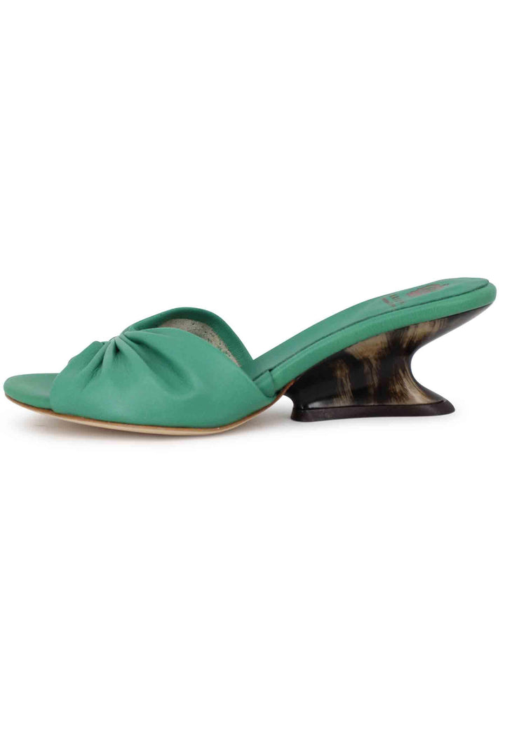 Sandali donna in pelle verde con zeppa bassa DS1649 005 L'Arianna 
