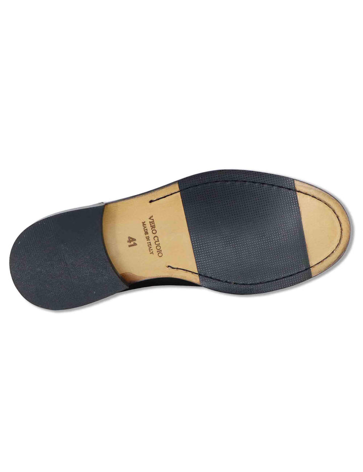 Mocassini uomo in pelle marrone con suola in cuoio cucita SPDU601 014 Spatarella 