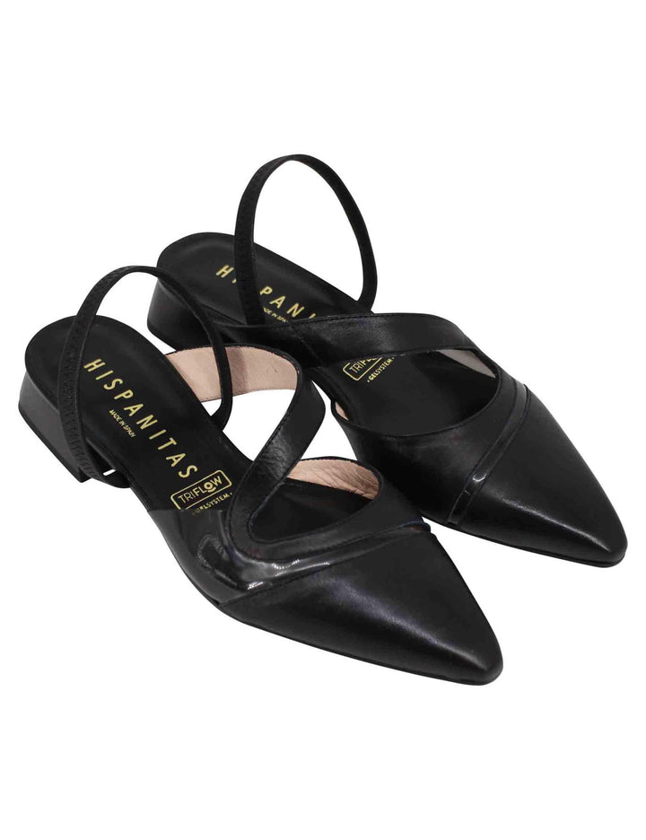 Decollete slingback donna in pelle nera tacco basso HV243405 C008 Hispanitas 