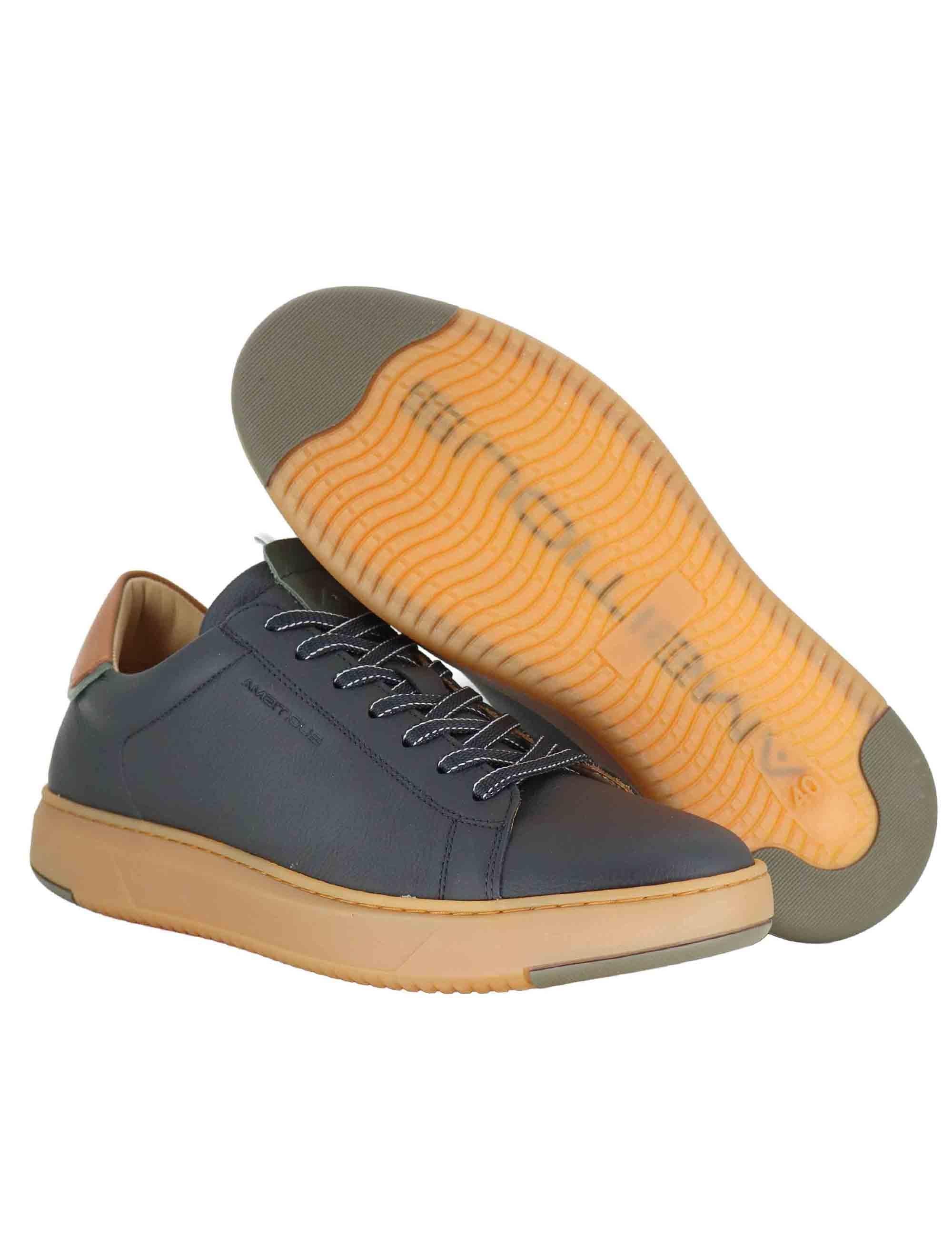 Sneakers uomo in pelle nera con suola ambra 13672 6584AM Ambitious 