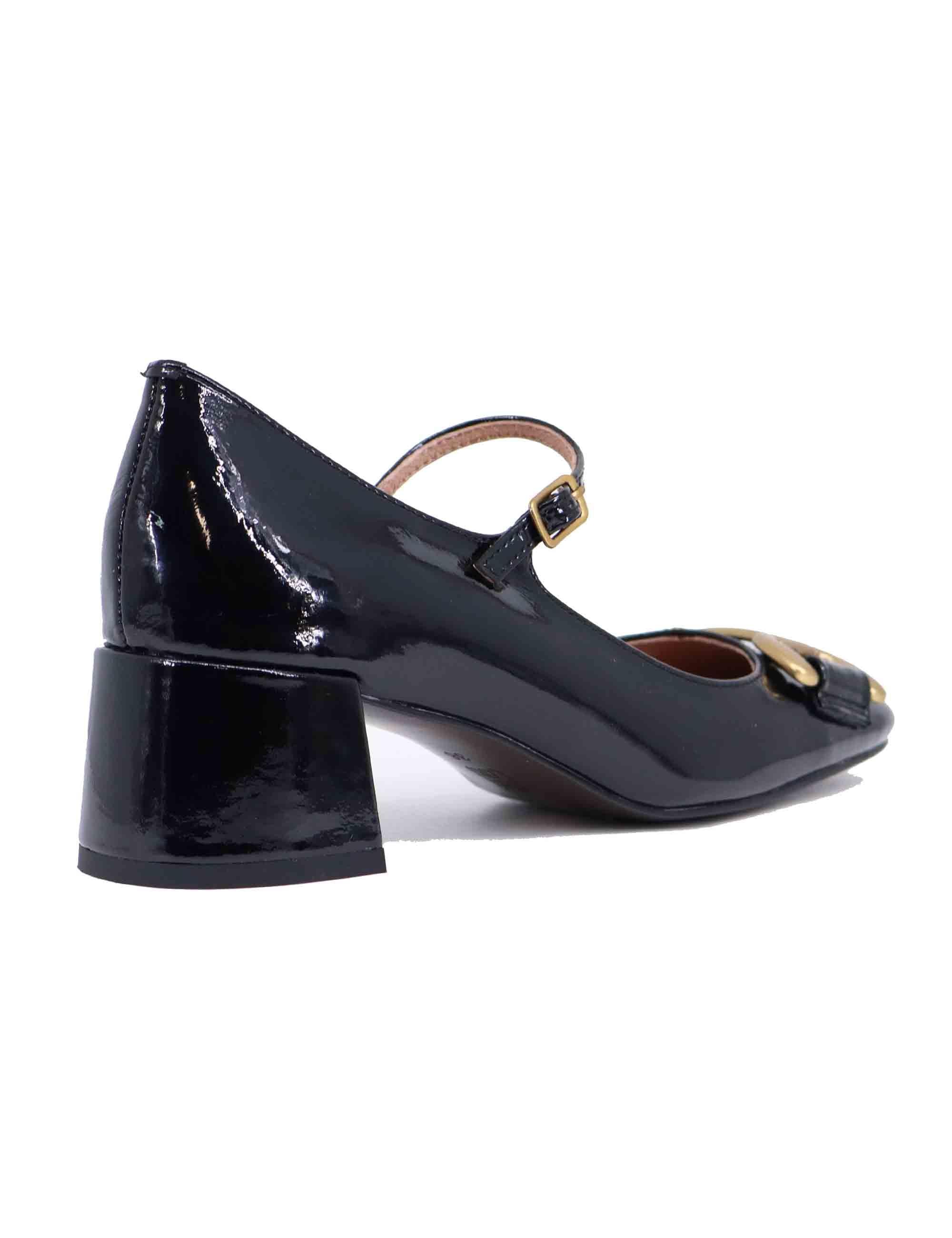 Decollete donna Noa in vernice nera con morsetto oro 575Z20VK 03 Bibi Lou 