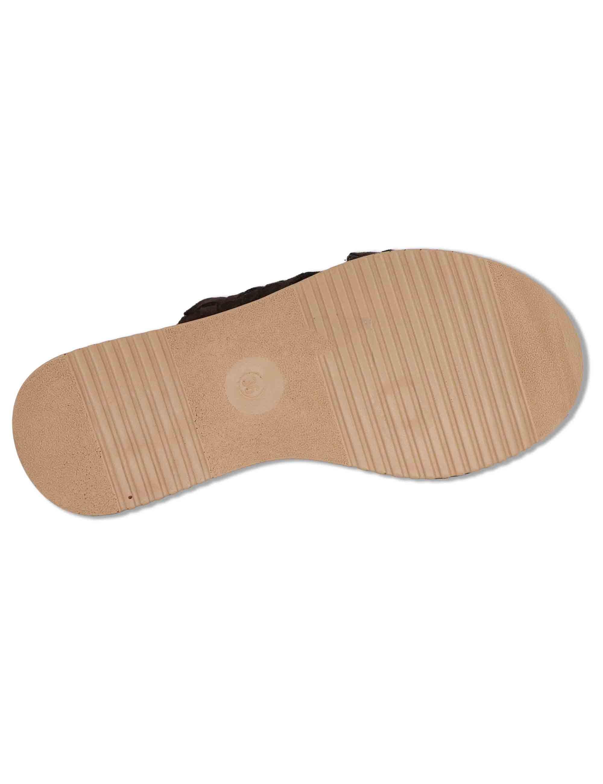 Sandali donna slingback in camoscio marrone con zeppa in gomma SP261381 014 Spatarella 