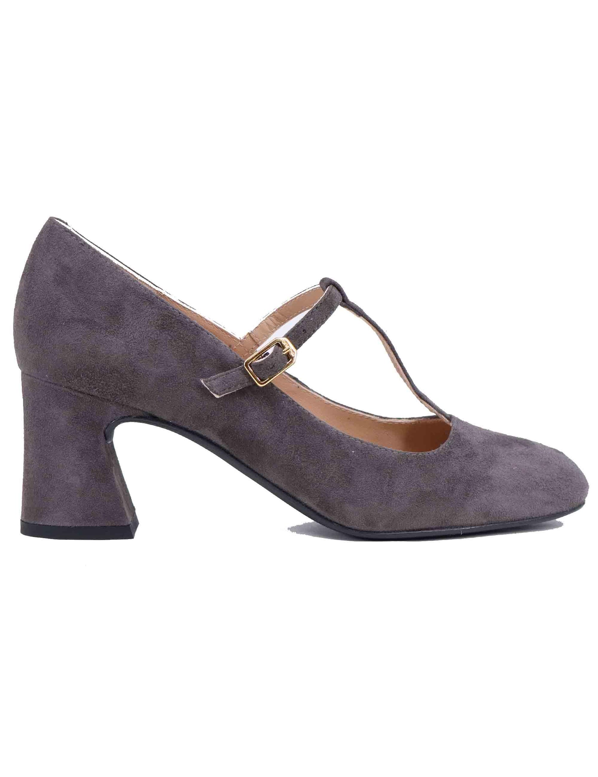 Mary Jane donna in camoscio grigio tacco alto MAZON KS COAL Unisa 