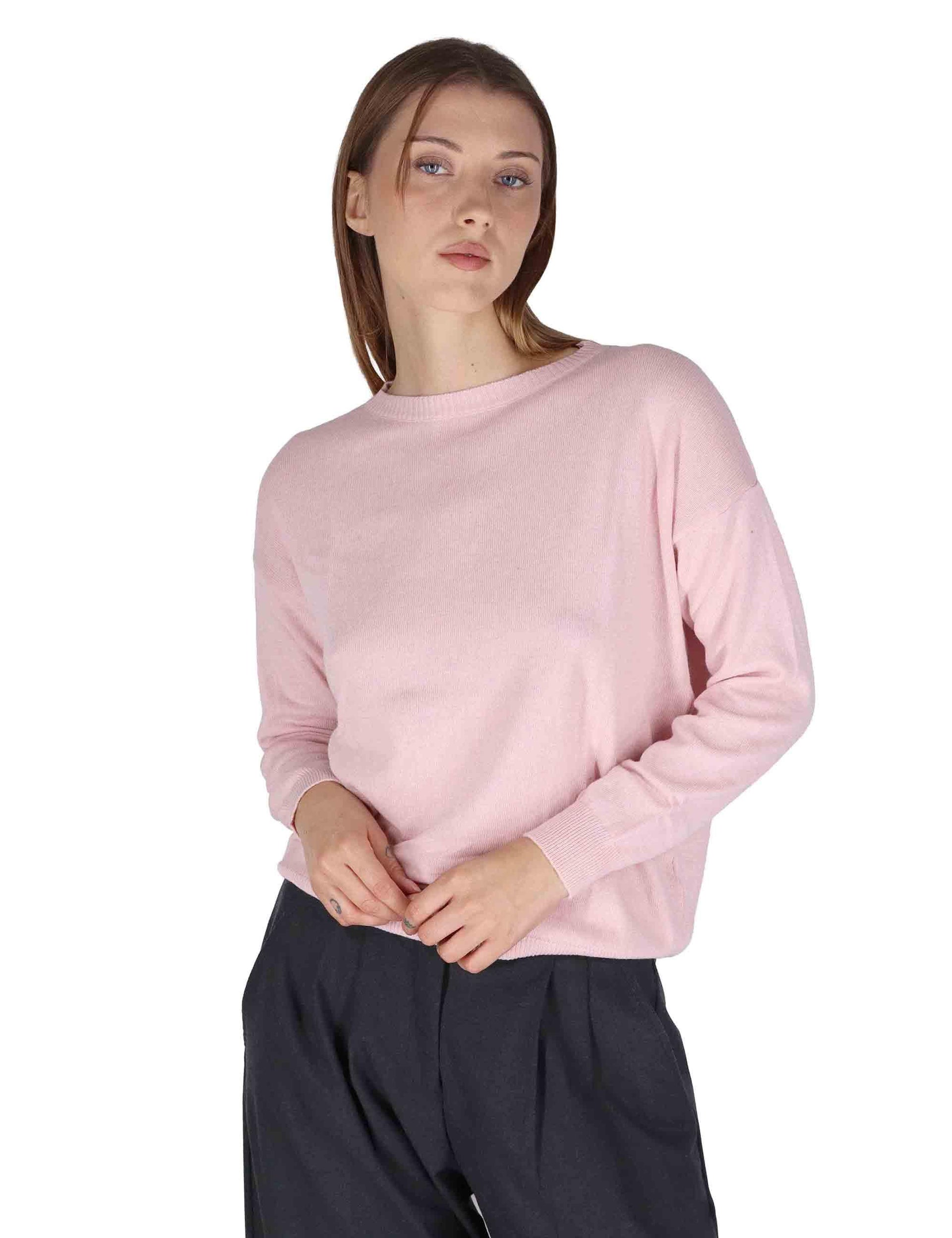 Maglioni donna in misto cachemire rosa girocollo con maniche lunghe SPZ03627 008 Spatarella 