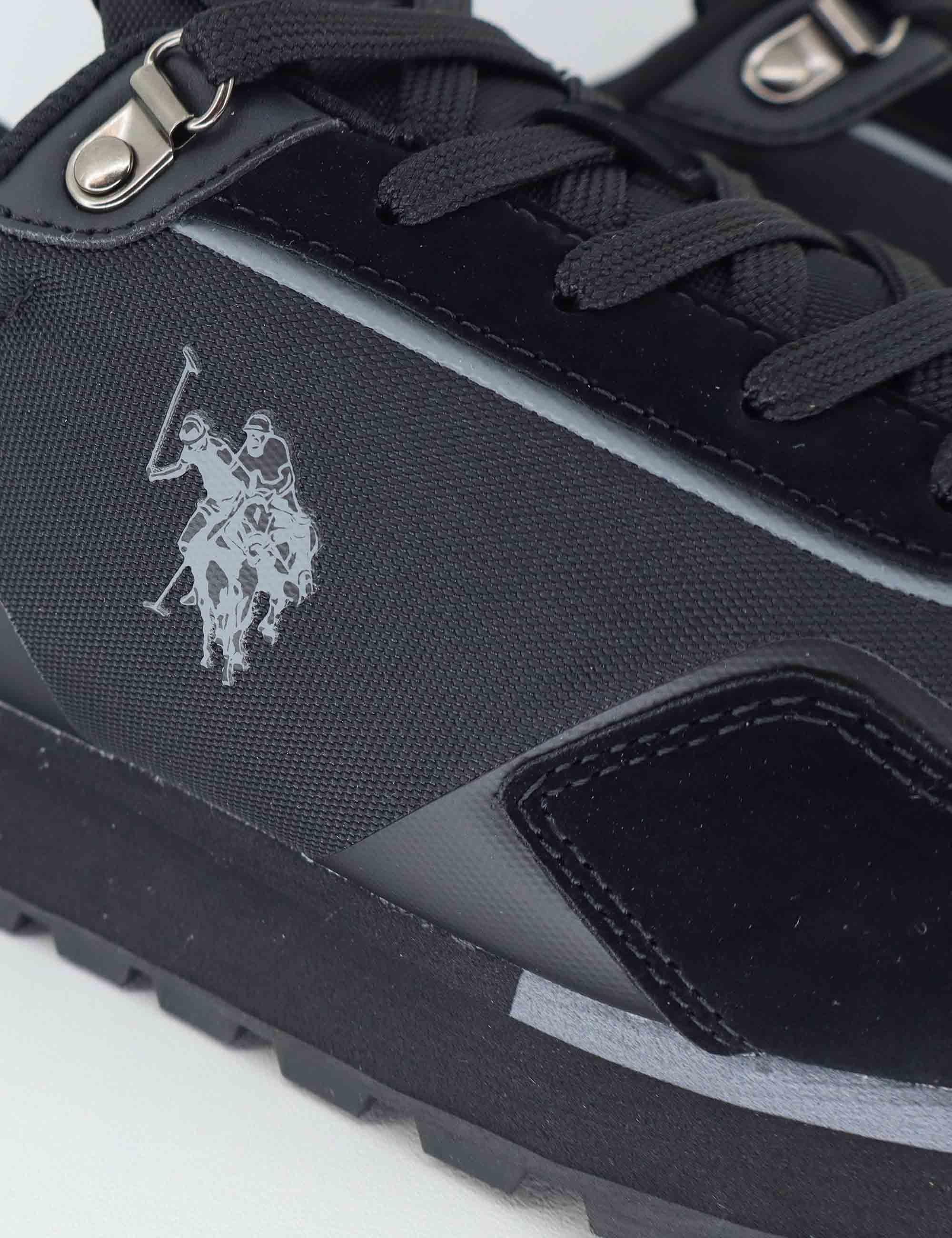 Sneakers uomo in pelle e tessuto nero con suola alta ARON009 BLK U.S. Polo Assn. 