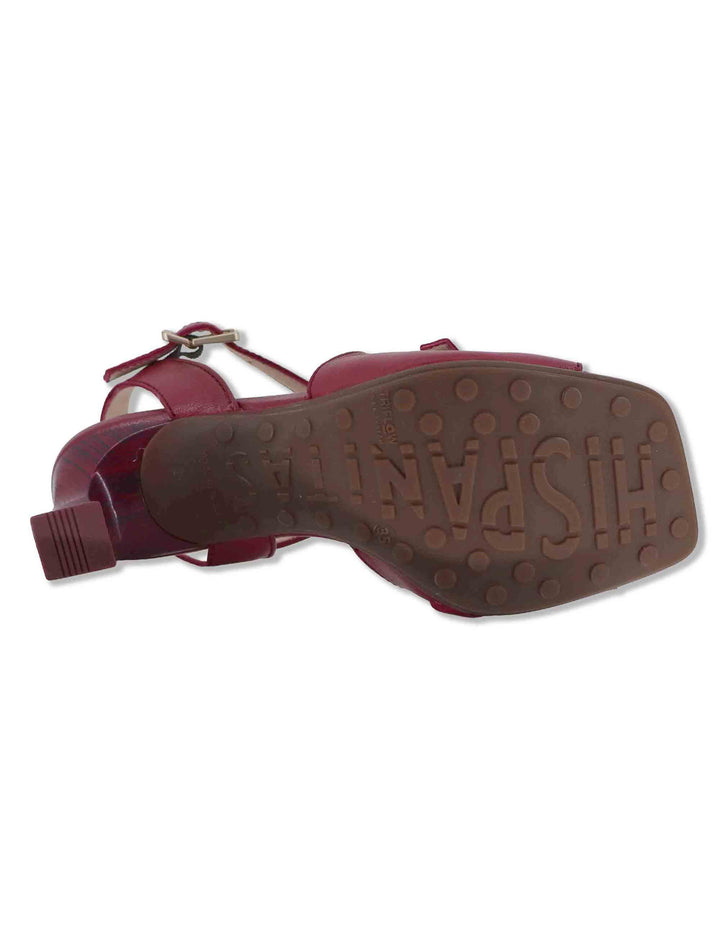 Sandali donna in pelle bordeaux con cinturini regolabili e tacco medio HV264814 CEREZA Hispanitas 