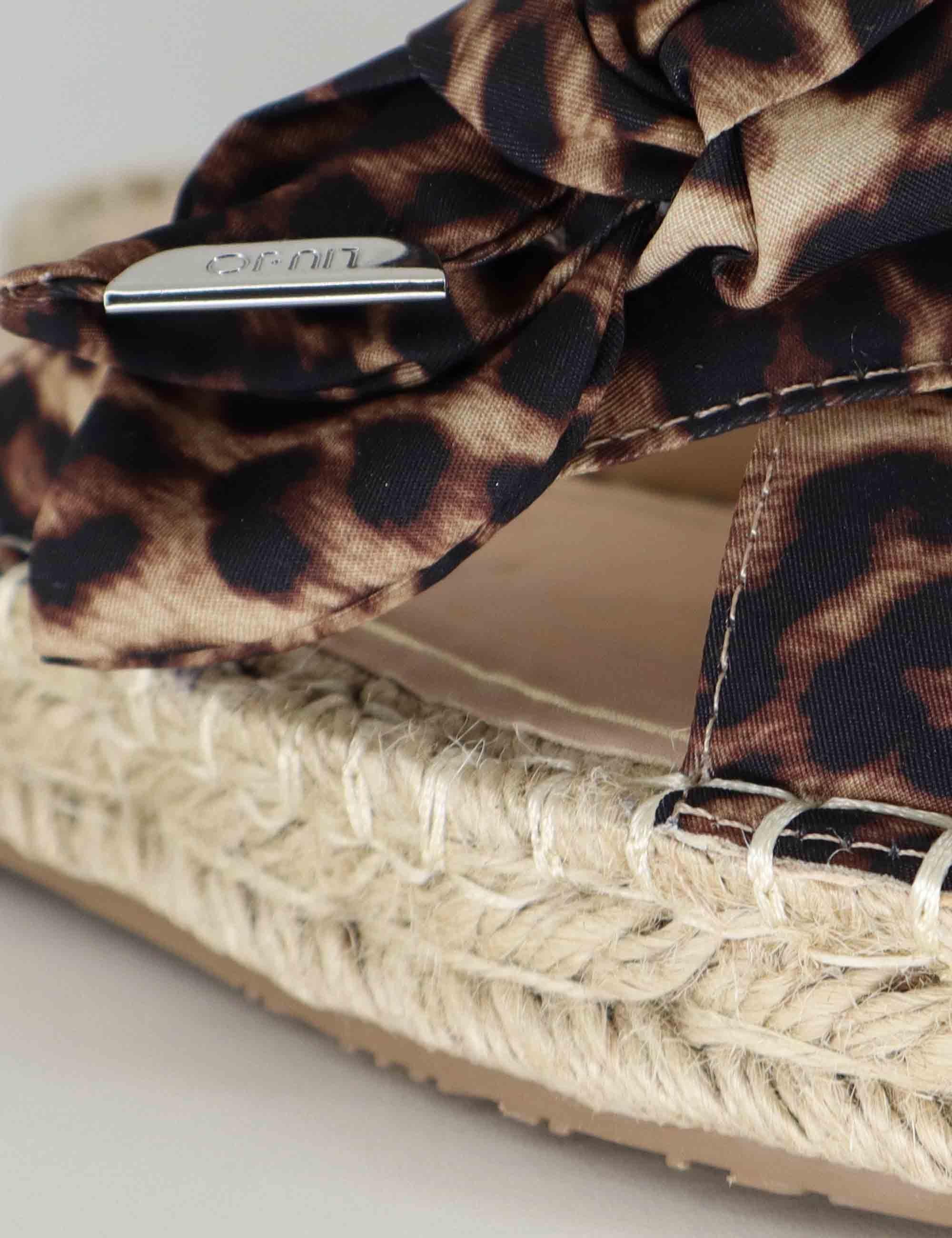 Sandali donna espadrillas in tessuto animalier con incrocio e fiocco PAROS 03 LEOPARD Liu-Jo 