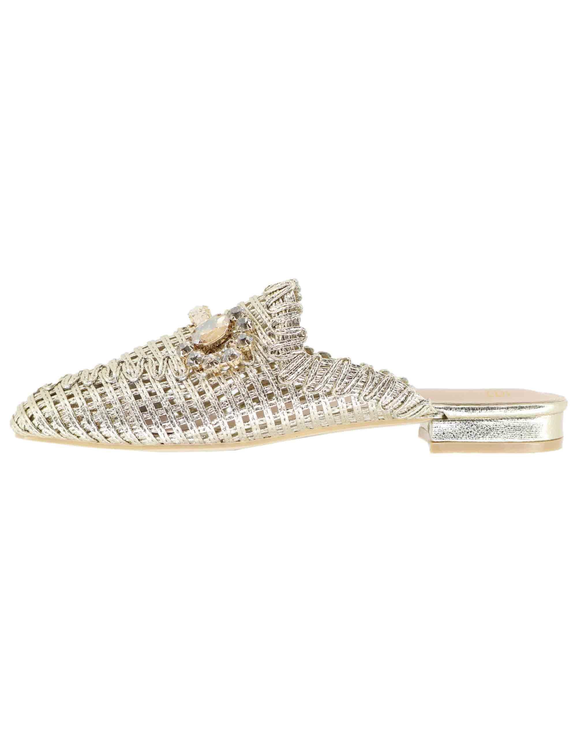 Mule donna in tessuto oro con morsetto U439W0811L46 23008-A1 Exe 