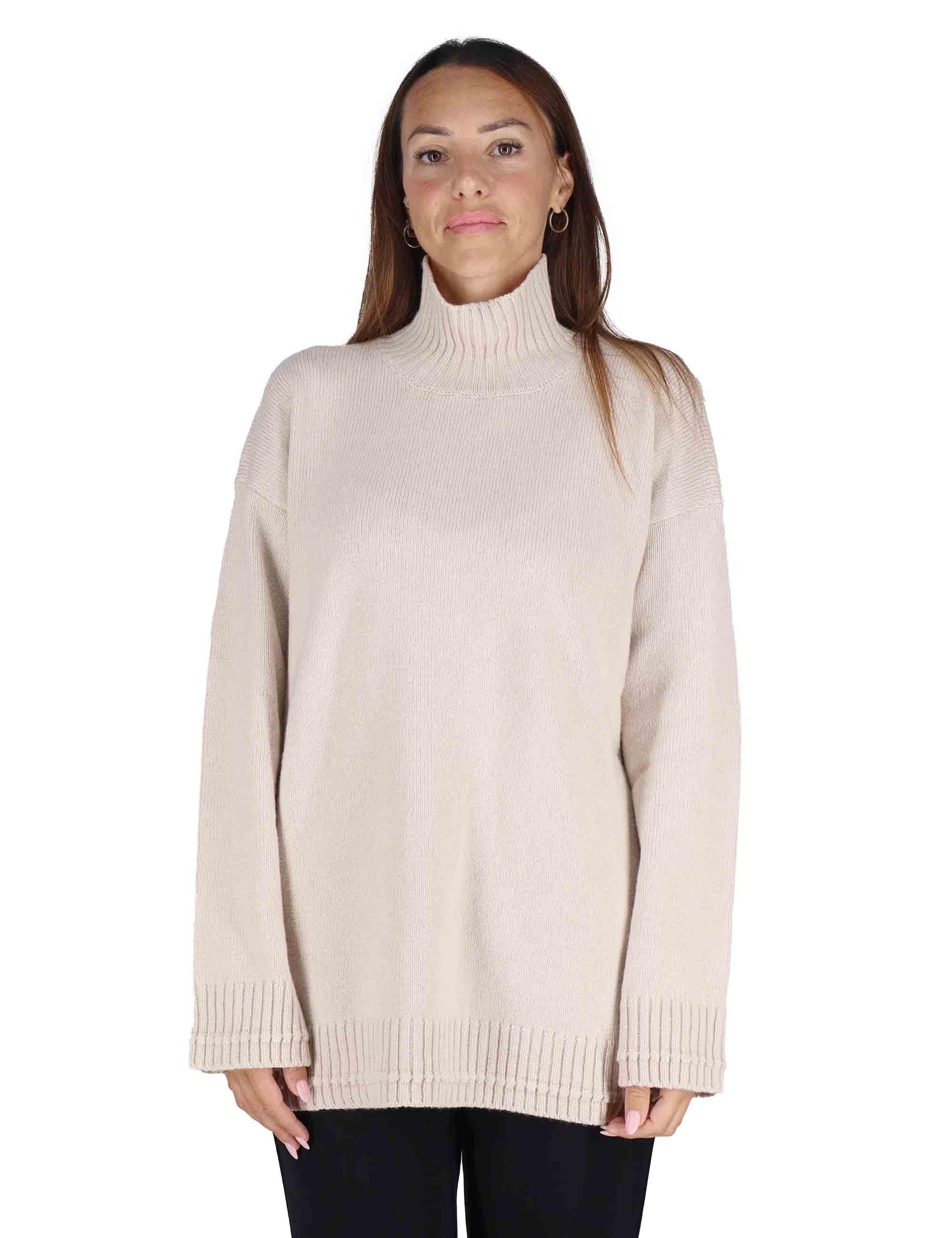 Maglioni donna Cachemire Merinos in misto cachemire beige con collo alto JQ511274315 11034 Maliparmi 