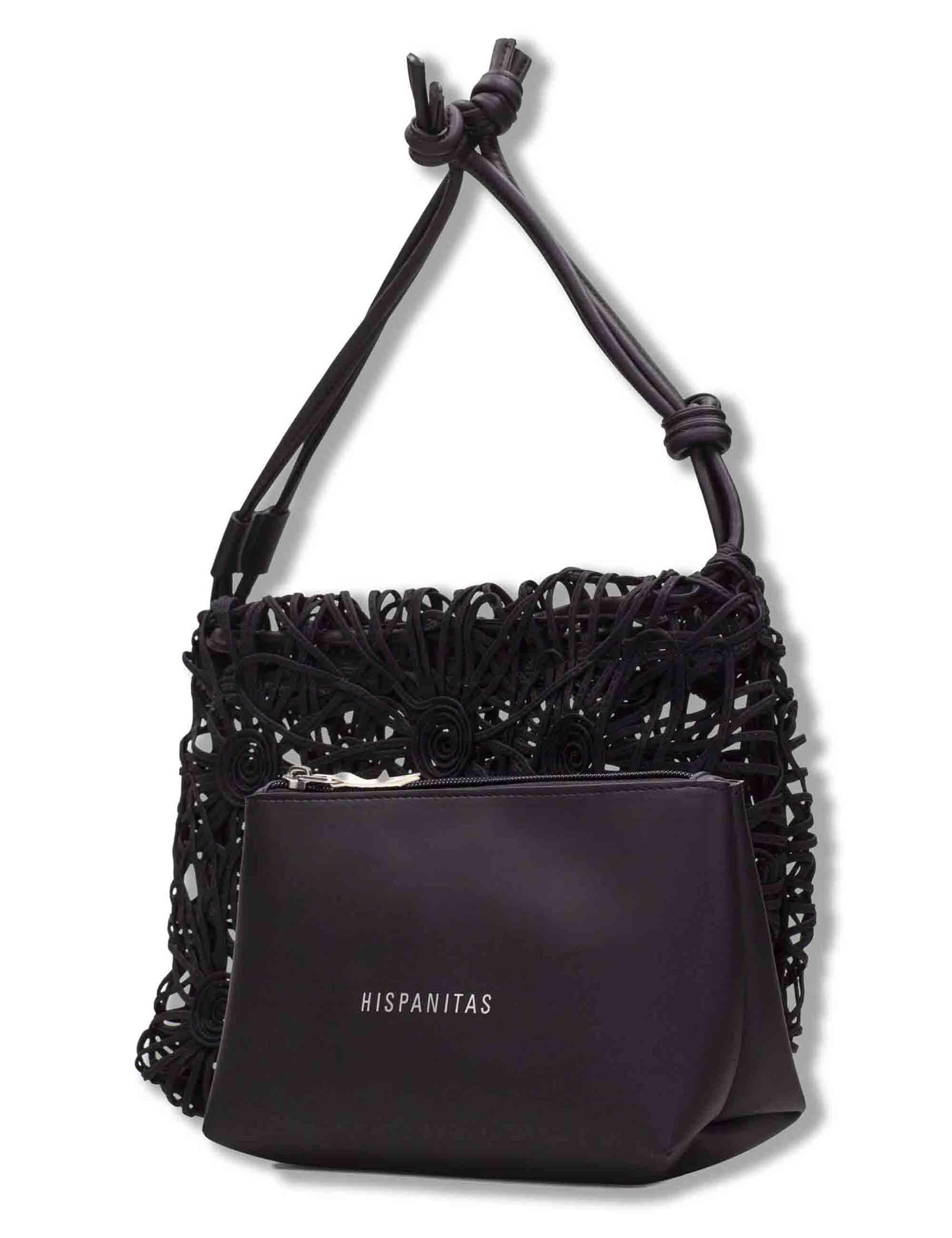 Borse donna con coulisse morbida tessuto tecnico nero con tasca interna BV264728 BLACK Hispanitas 