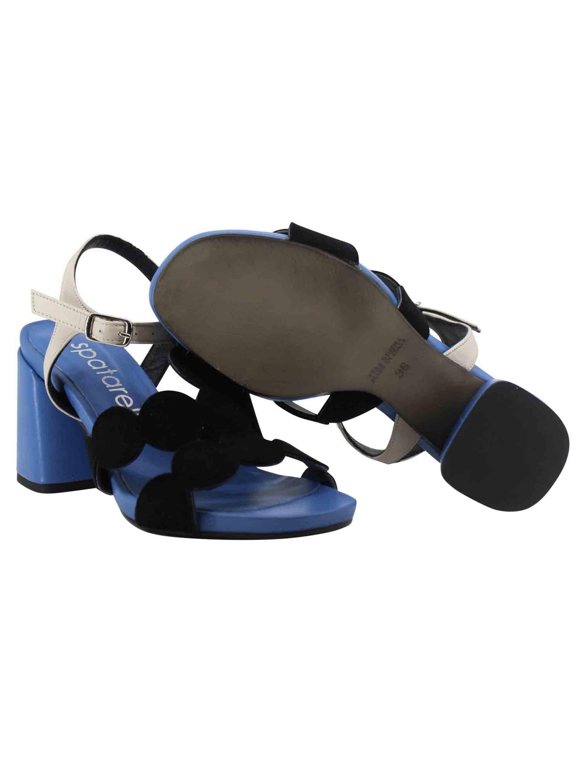 Sandali slingback donna in camoscio nero con tacco alto SP911 700 Spatarella 