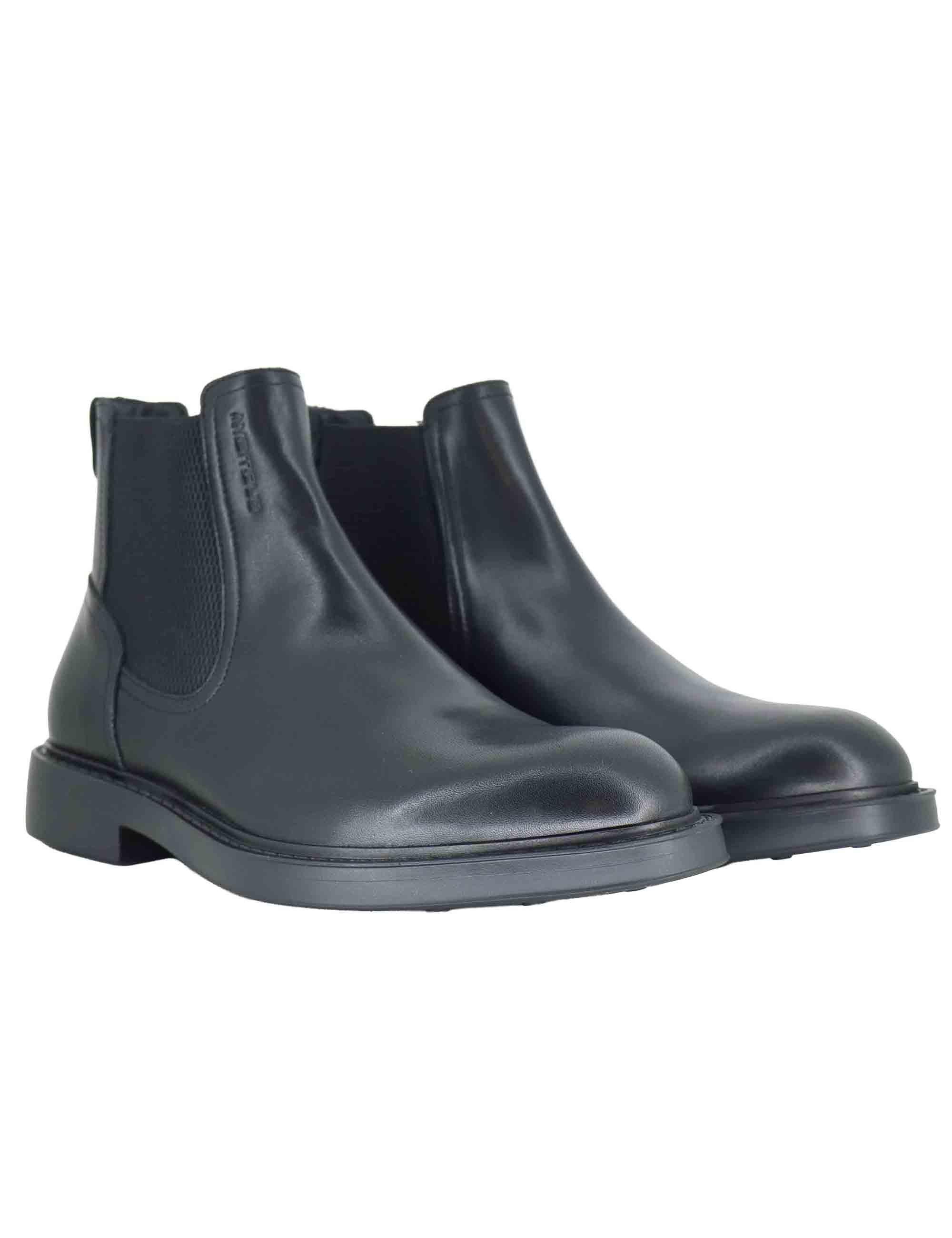 Stivaletti uomo in pelle nera con suola in gomma 14052 6583AM.1 Ambitious 