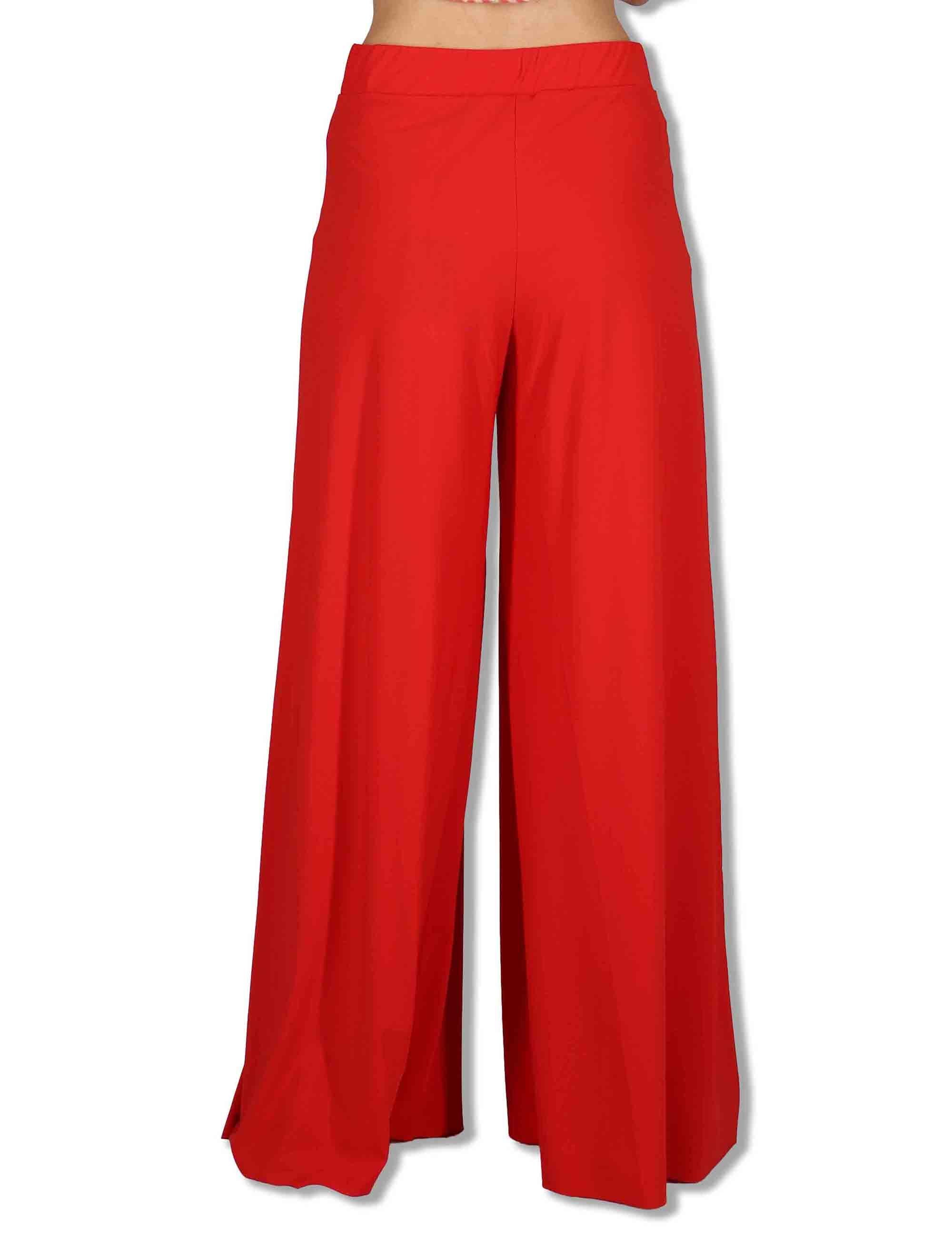 Pantaloni donna Soft in Jersy rosso con gamba larga ed elastico in vita JH011770210 30000 Maliparmi 