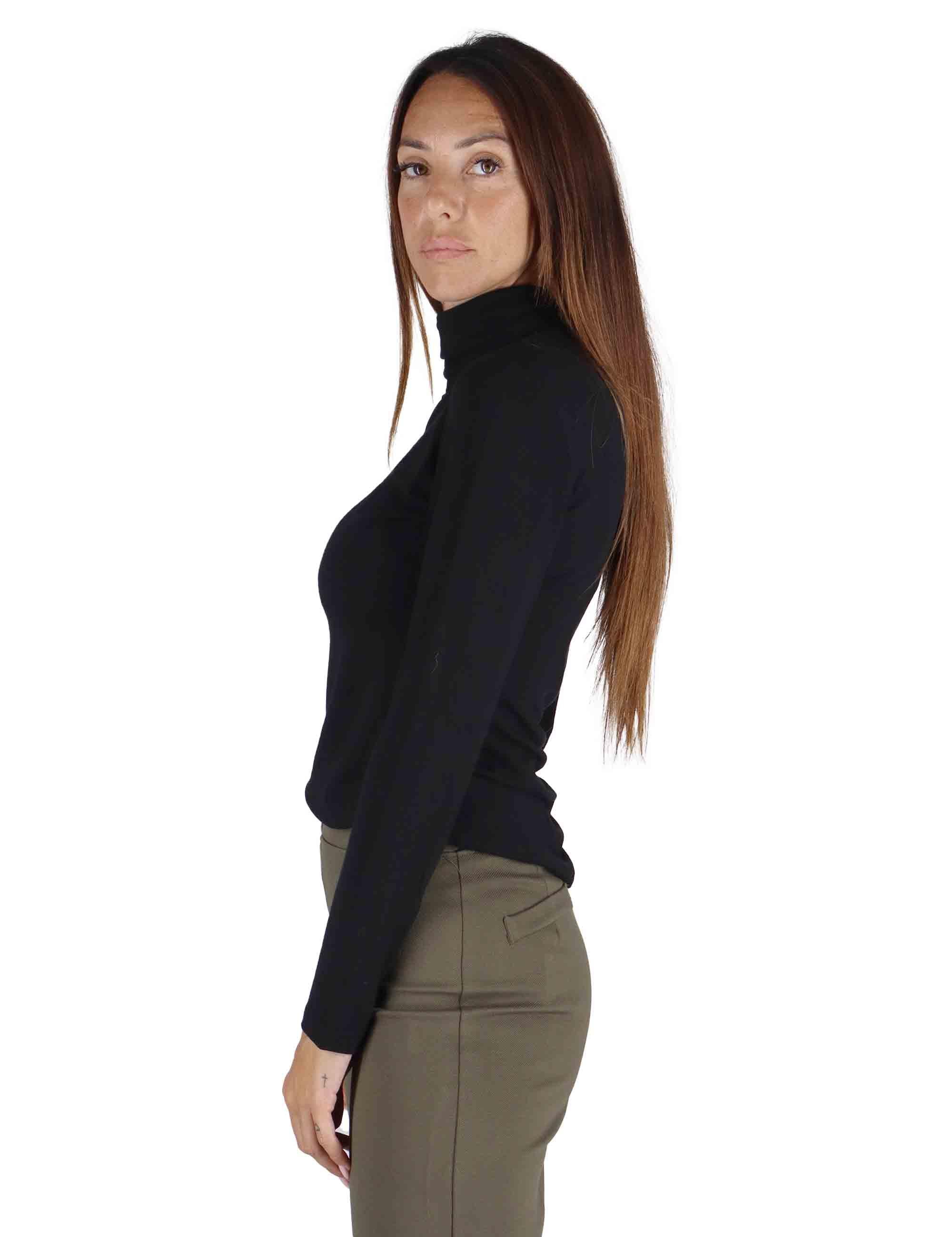 Maglioni donna in lana nera con maniche lunghe e collo alto 3W25-MINA RITEX BLACK TreBarraBi 