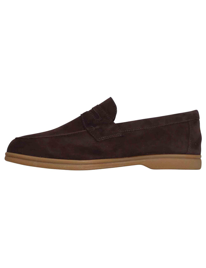 Mocassini uomo in camoscio testa di moro con suola in gomma leggera 22847 VG7 014 Antica Cuoieria 