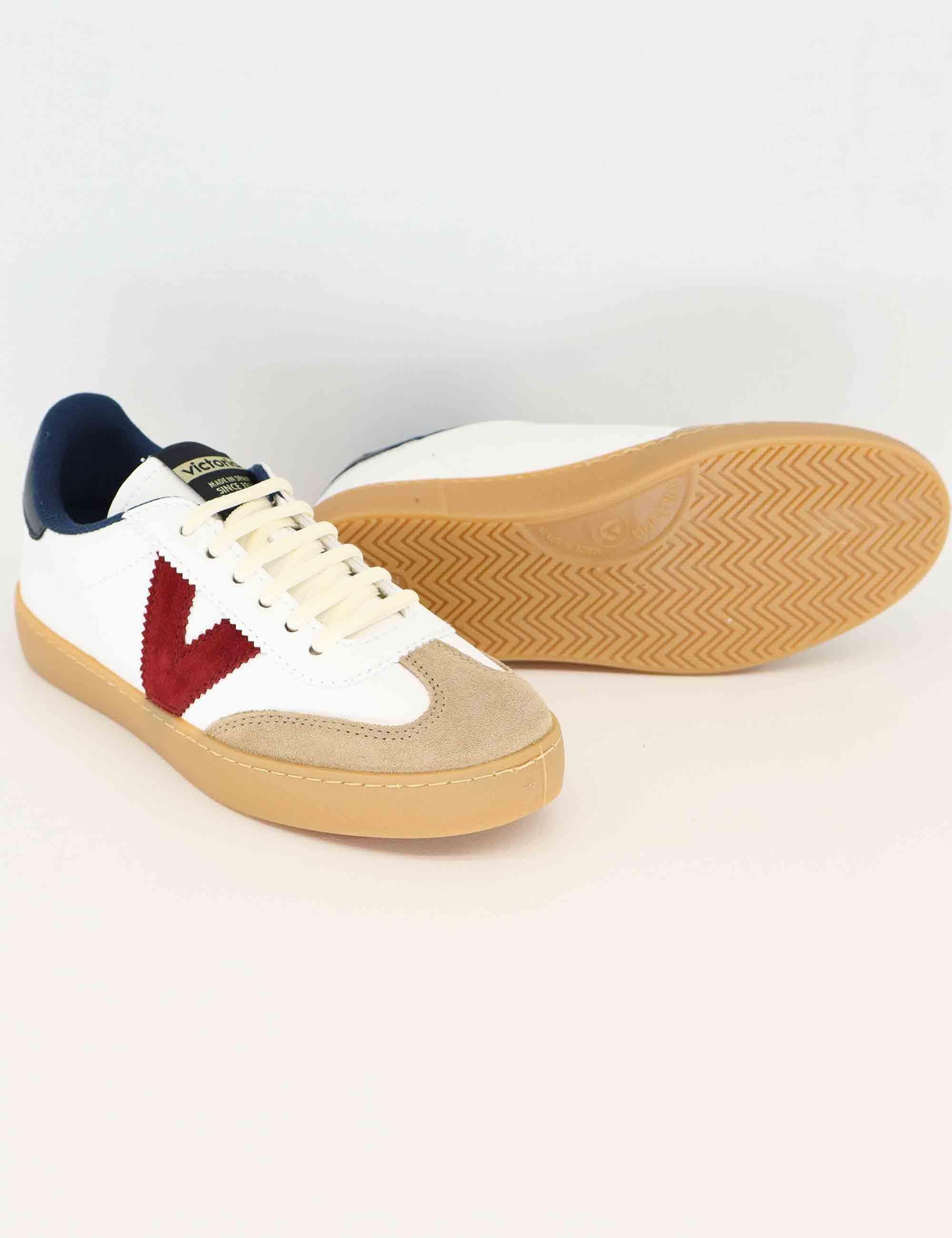 Sneakers donna in pelle bianca e camoscio beige 1126217 Marino Victoria 