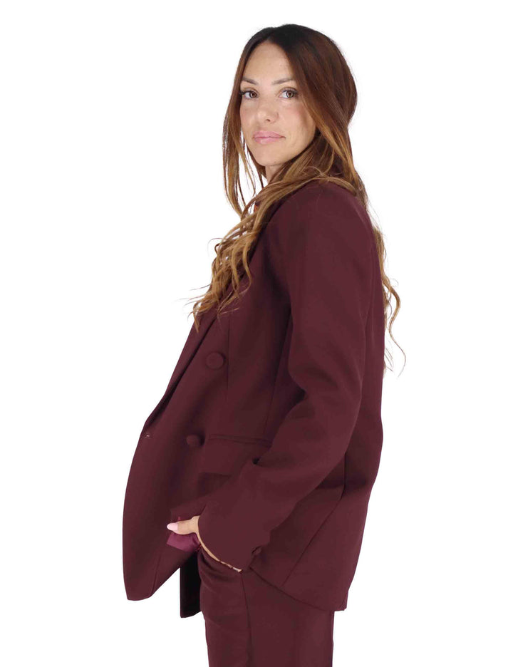 Giacche doppiopetto donna Cady in tessuto bordeaux JD647050658 50022 Maliparmi 