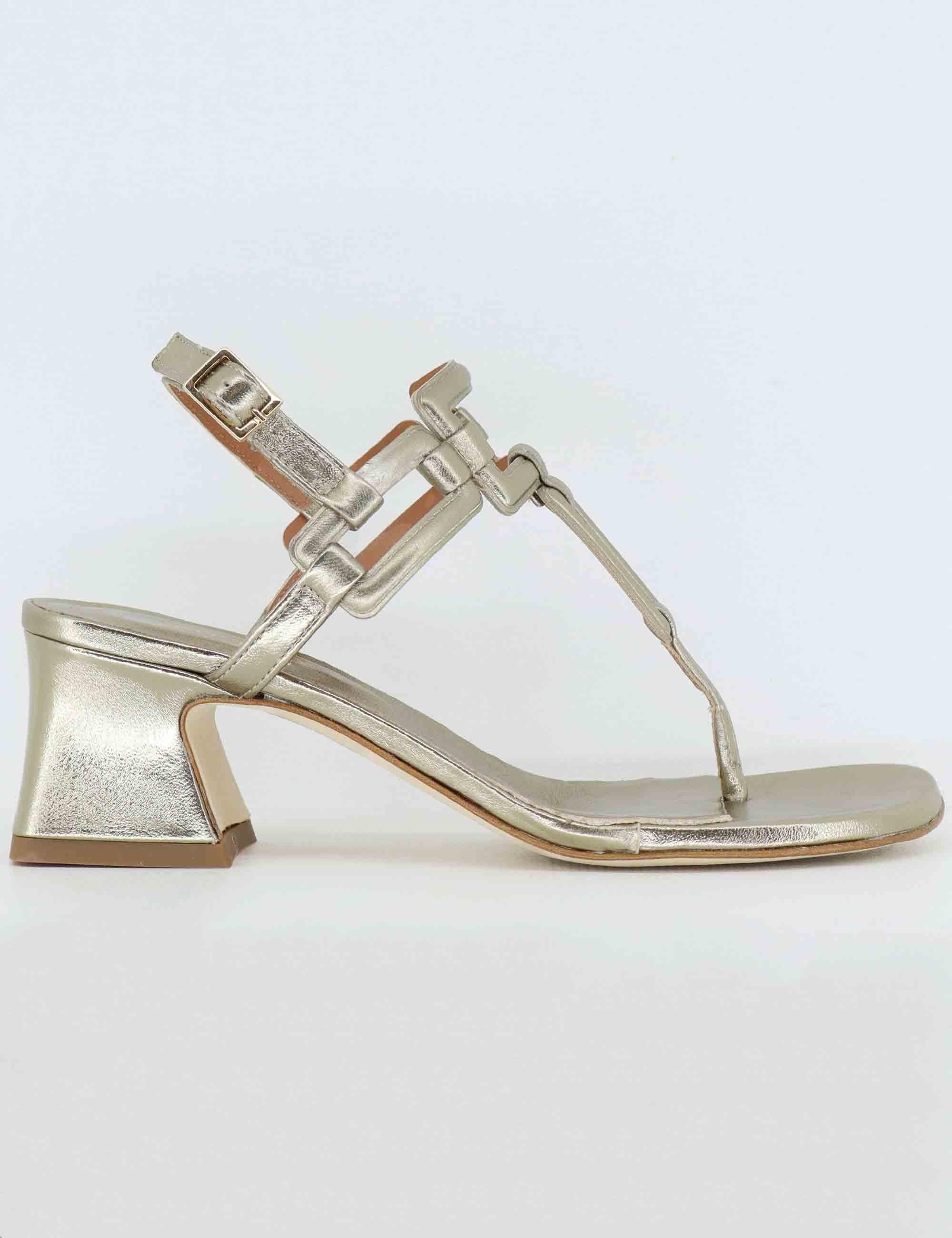 Sandali infradito donna in pelle bronzo suola in cuoio 1027 078 Tattoo 