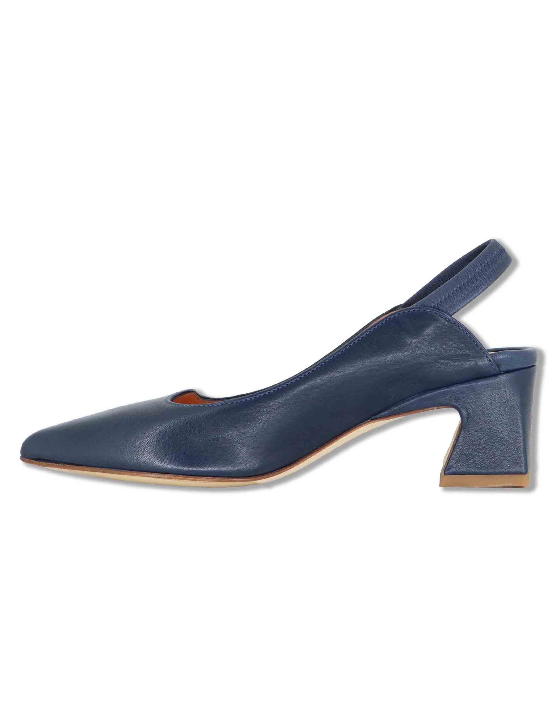 Décolletés slingback donna in pelle blu con cinturino elastico e tacco 5 cm SP2047 002 Spatarella 