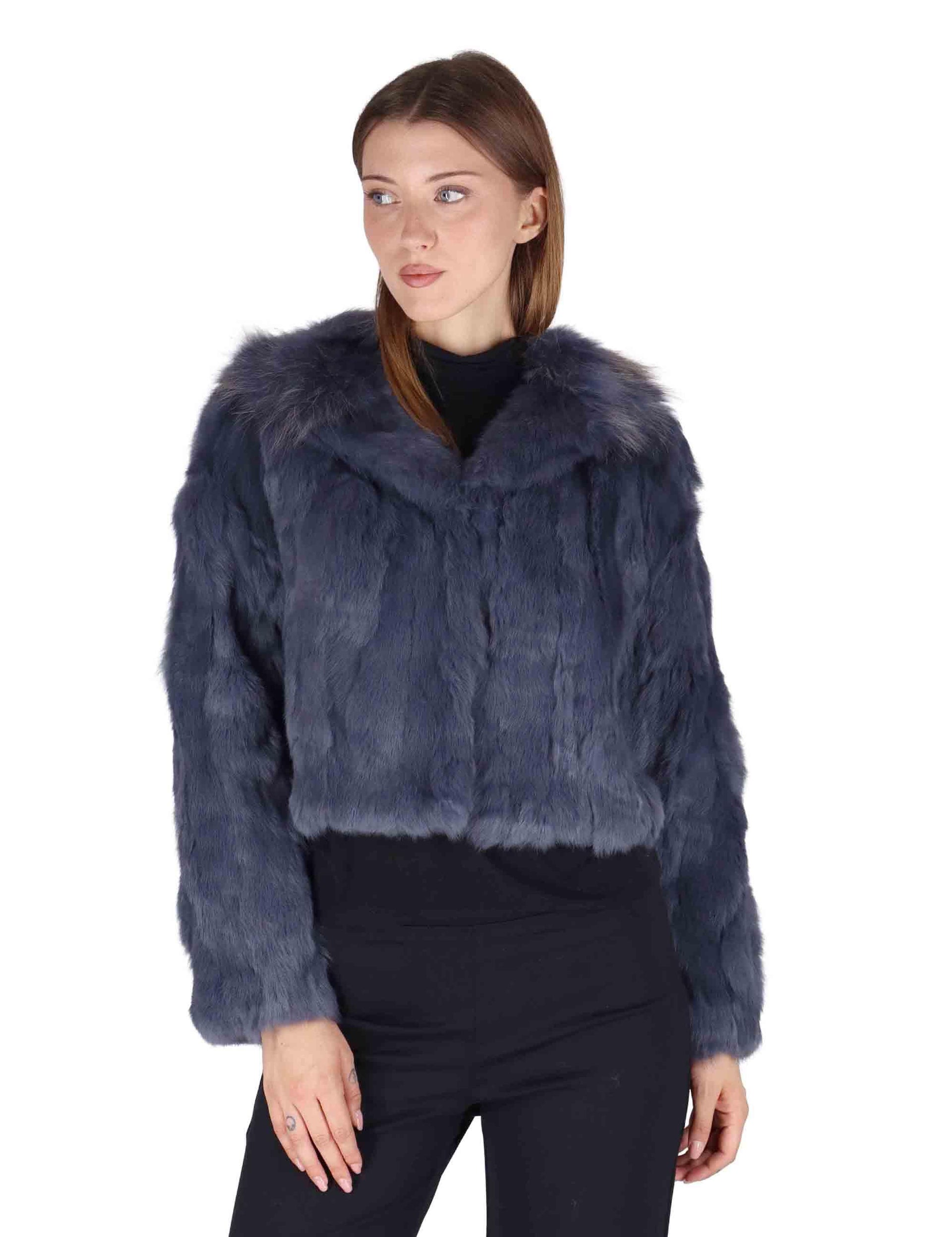 Giubbotti bomber corti donna in lapin blu SP25101 JEANS Spatarella 