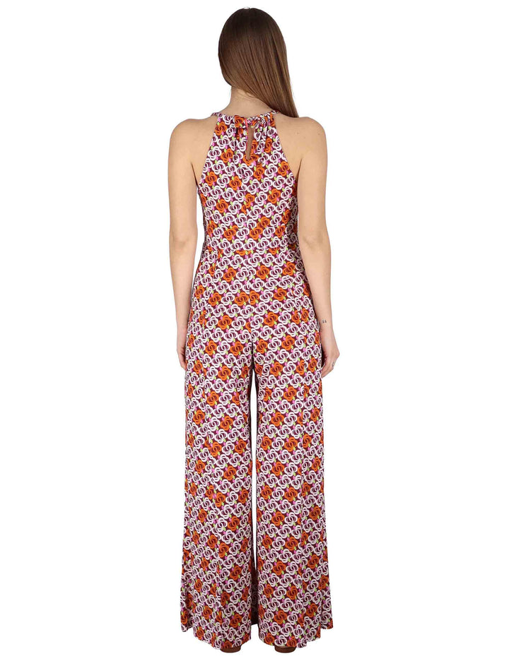 Tute Long Sleeve Jumpsuit in jersey bordeaux a fantasia con spalle scoperte JFATU0001-E2715-1246 4235 Justmine 