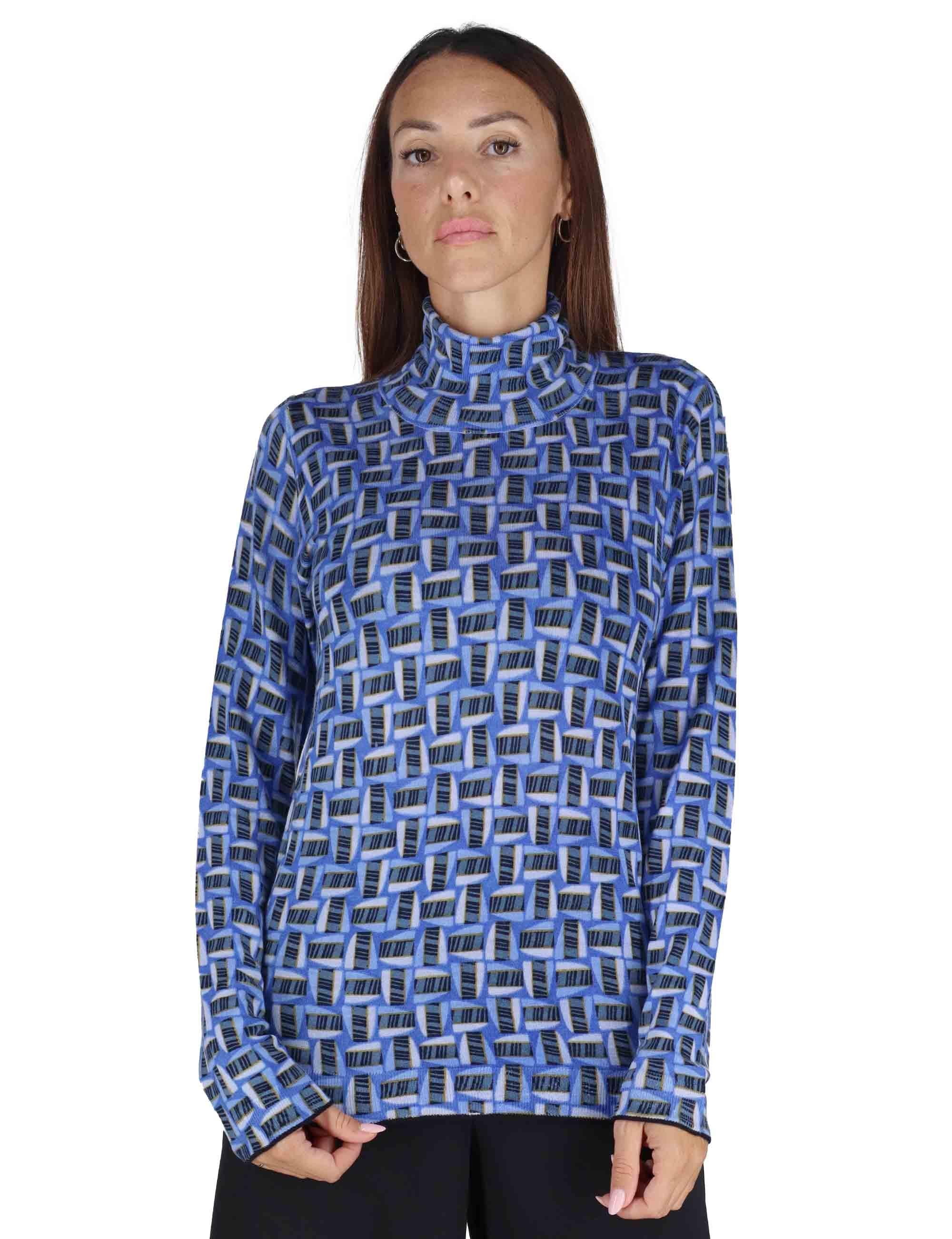 Maglioni Stampati in Lana Blu Donna JQ510478200 D8078 - Maliparmi