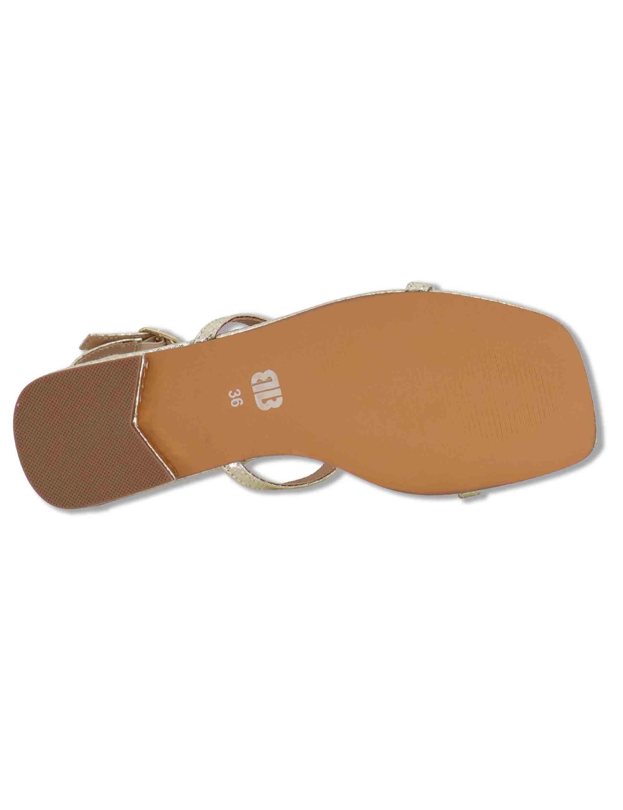 Sandali flat donna in pelle oro con borchie e cinturini alla schiava Robin 952Z80HG 04-ORO Bibi Lou 