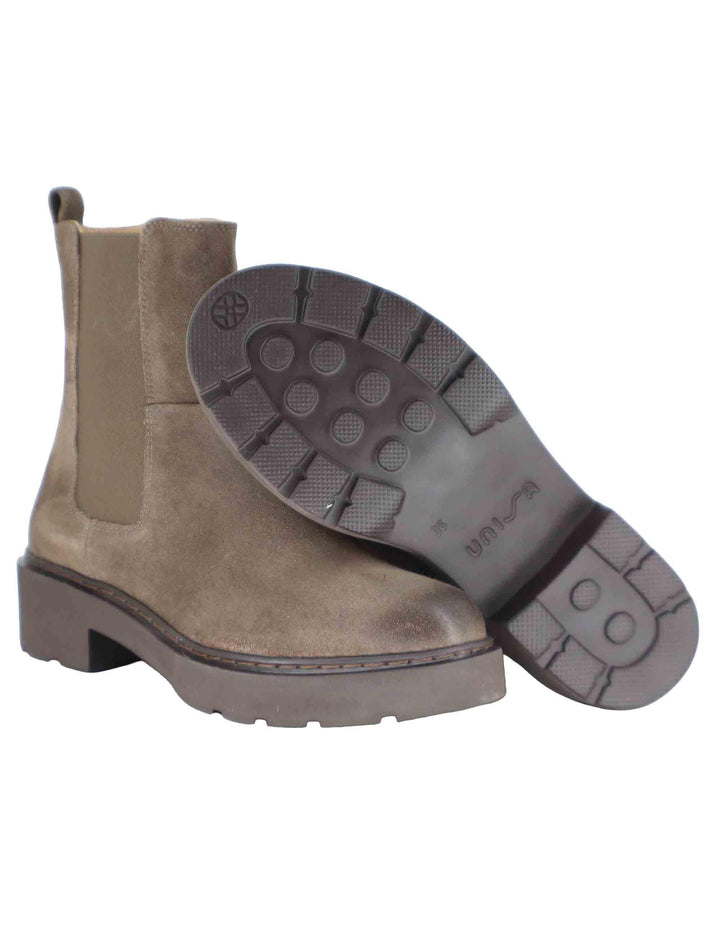Stivaletti donna in pelle taupe con tacco basso JAINE AB TAUPE Unisa 