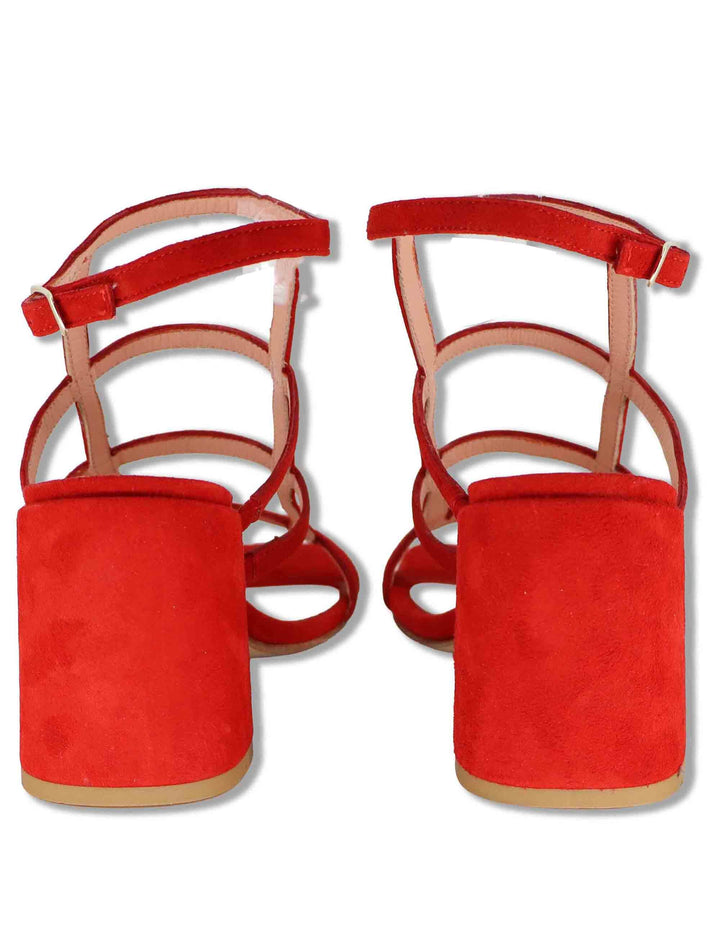 Sandali donna in camoscio rosso con tacco alto e cinturino alla caviglia SP2523 088 Spatarella 