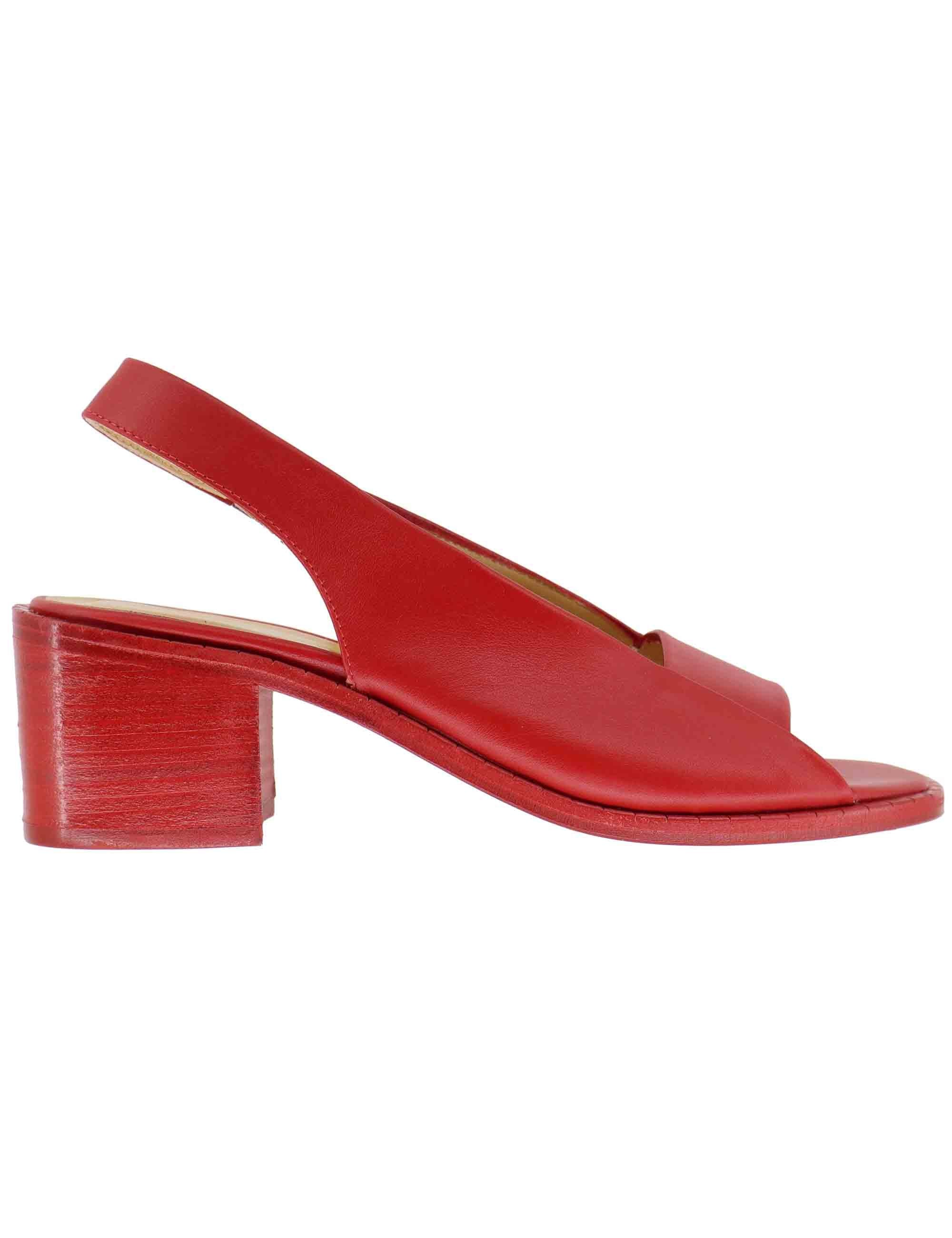 Sandali slingback donna in pelle rossa con tacco medio SP2043 055 Spatarella 
