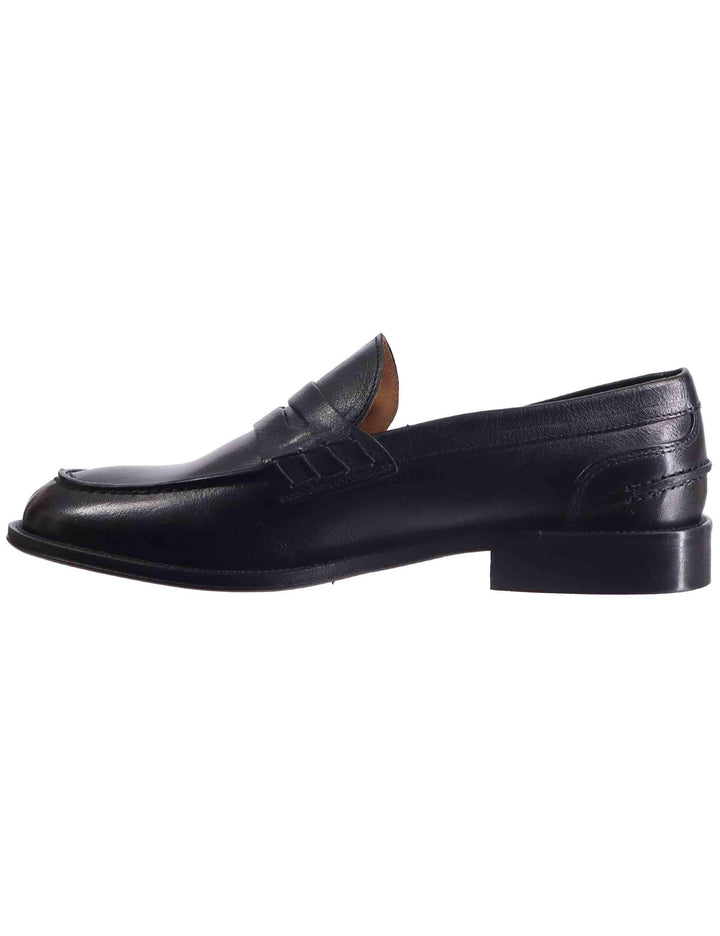 Mocassini uomo in pelle nera con suola in cuoio ORLEANS 2 001 Rogal's 