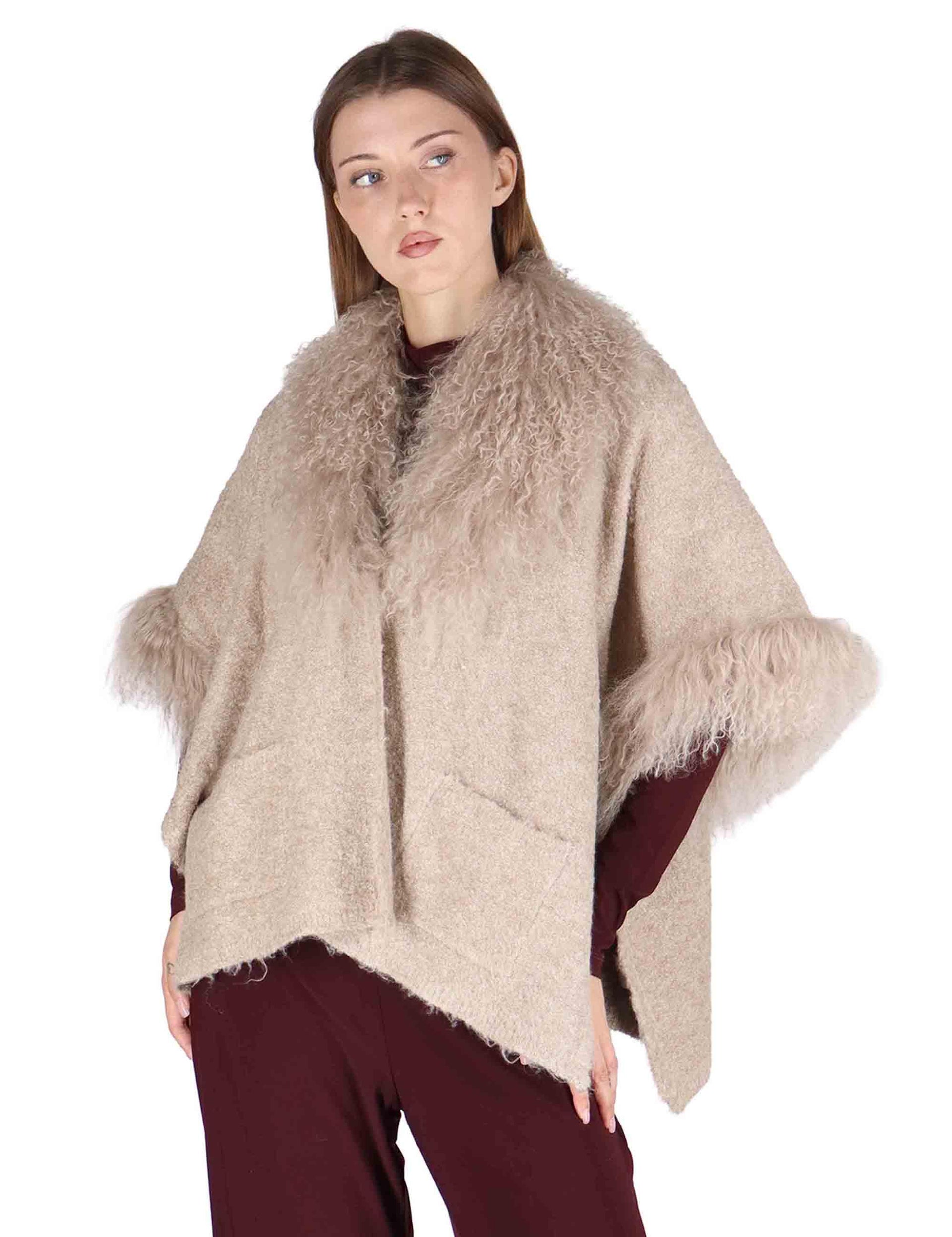 Cappe donna in misto lana taupe con finiture SP25142 BISCUIT Spatarella 
