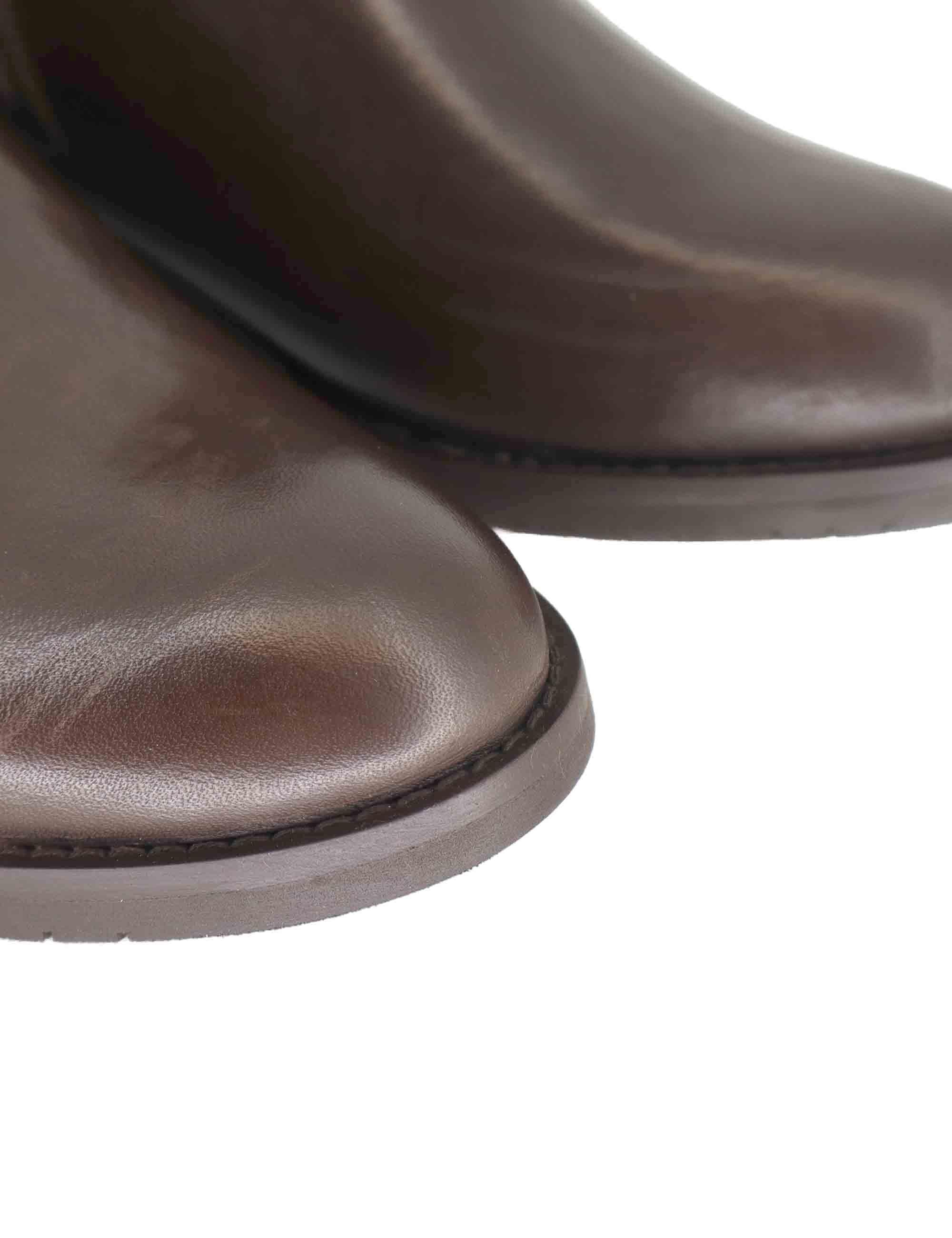Stivaletti donna in pelle marrone con fibbia laterale e tacco medio SPST1003 014 Spatarella 