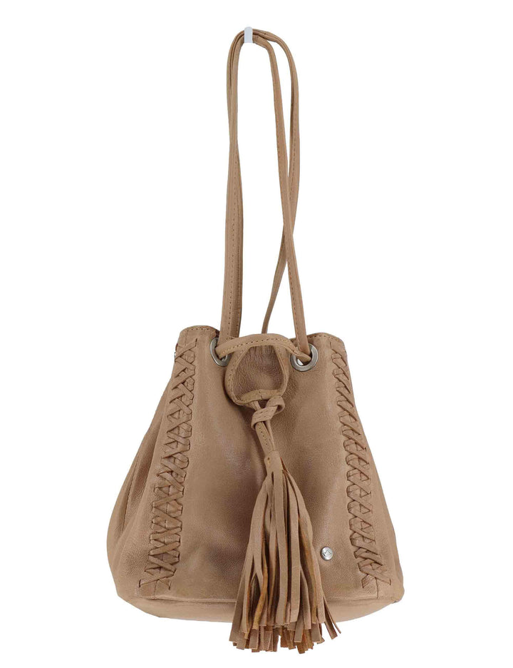 Borse donna a secchiello in pelle naturale con inserti e chiusura coulisse RBS1300 53 Rehard 