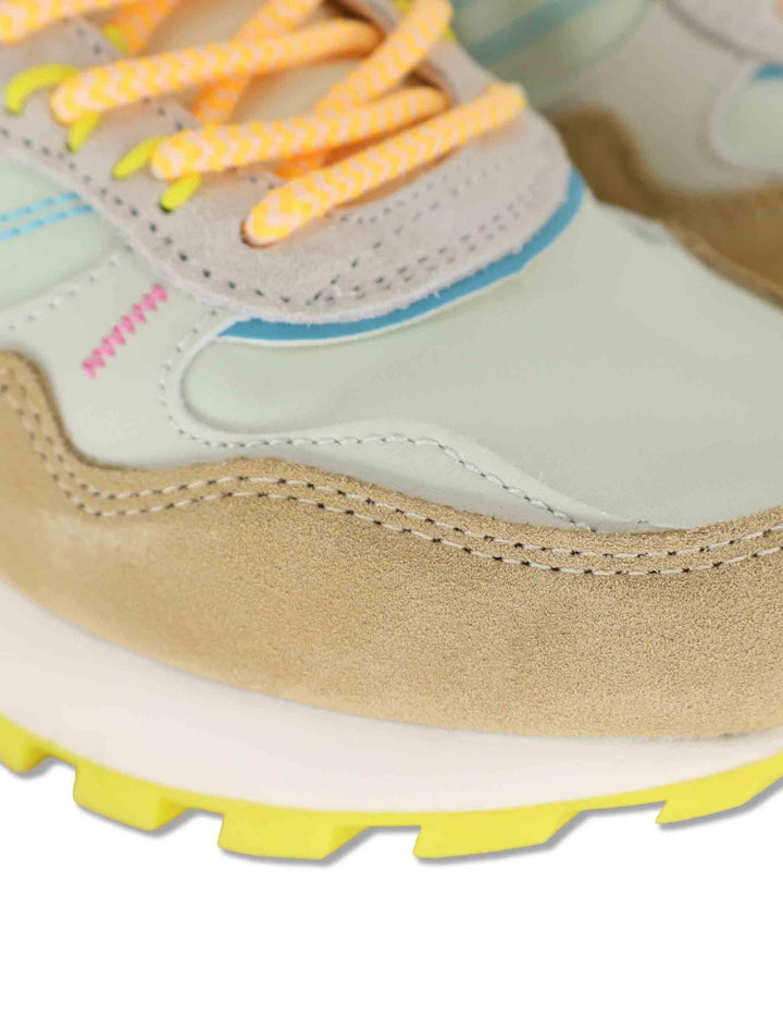 Sneakers donna Luna in nylon e pelle beige con suola running 1156114 80_Beige Victoria 