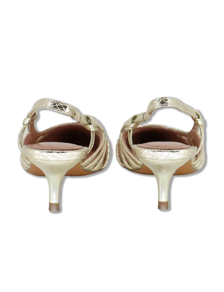 Decollete donna slingback in pelle laminata oro tacco basso Zin 774Z94HG 04-ORO Bibi Lou 