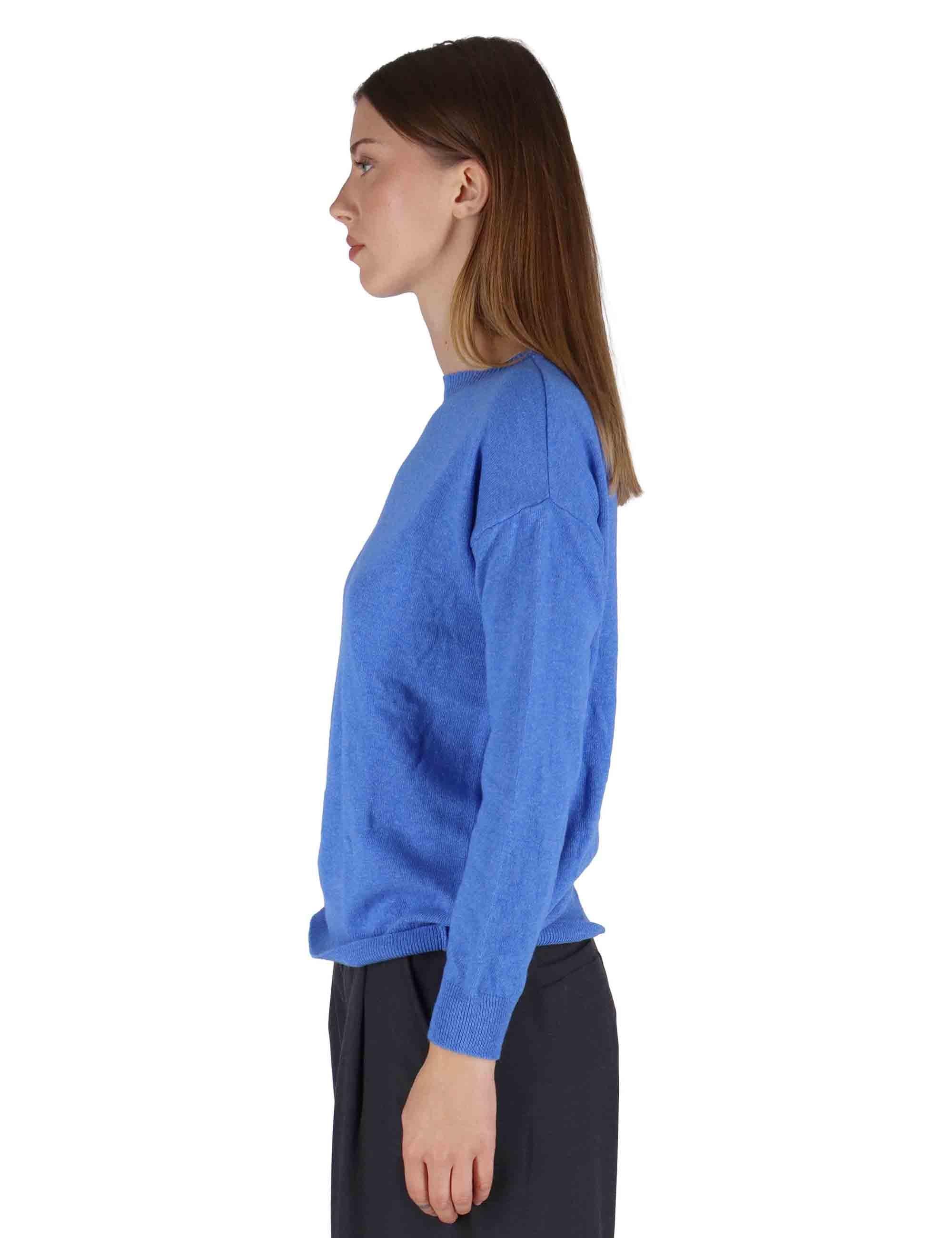 Maglioni donna in misto cachemire blu girocollo con maniche lunghe SPZ03627 003 Spatarella 