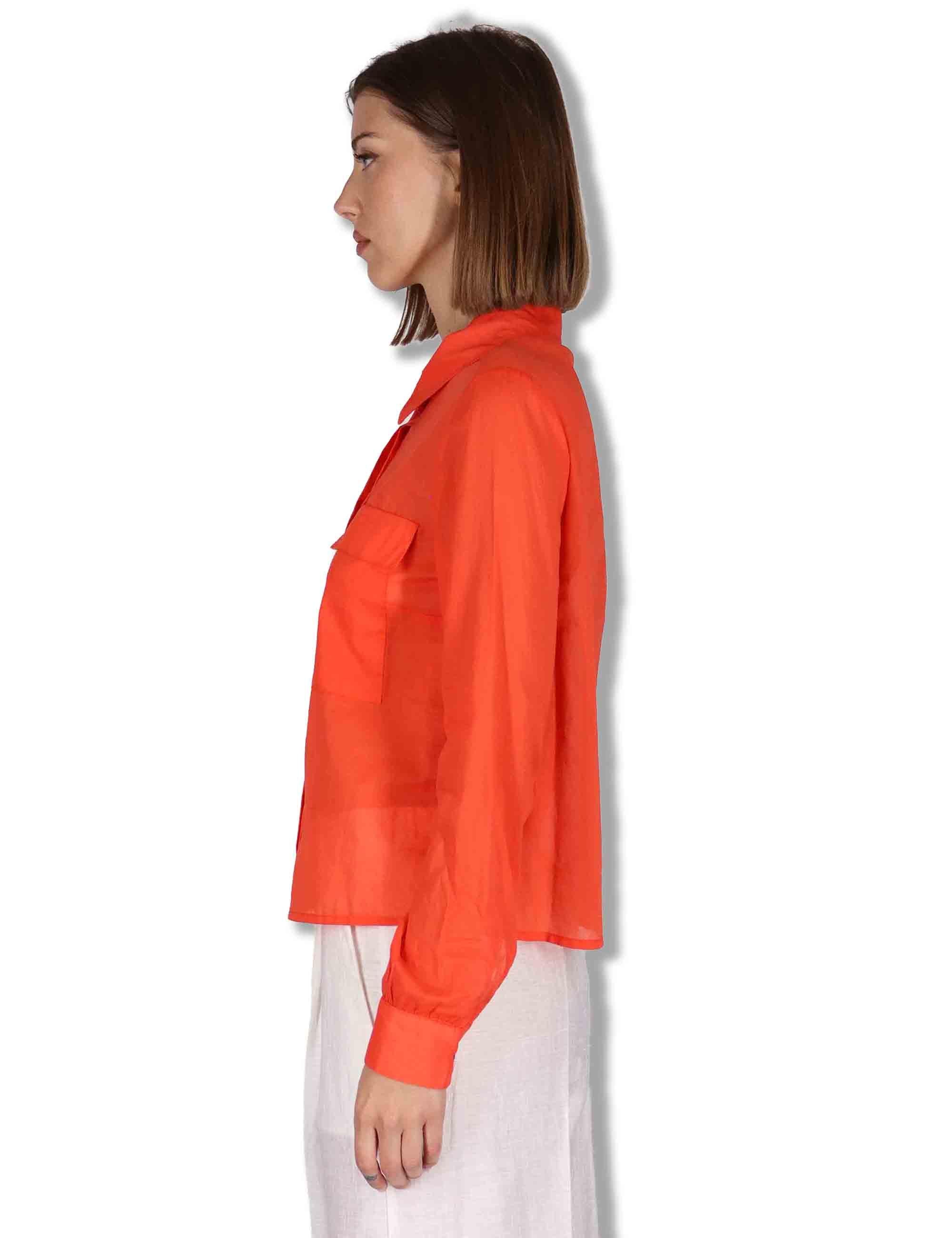 Camicie donna in puro cotone rosso con tasconi e maniche lunghe JABCM0001-F1493-1230 2206 Justmine 