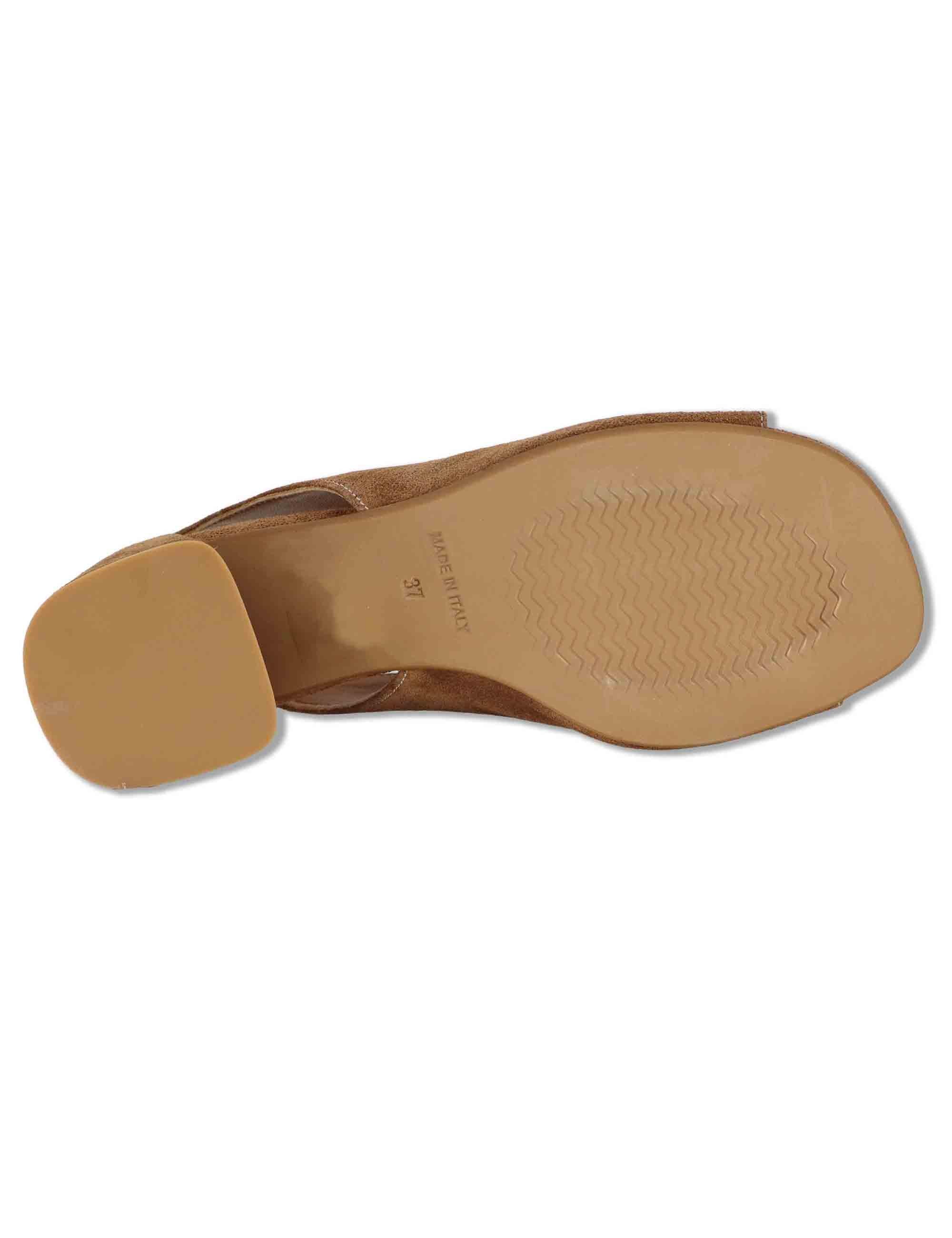 Sandali donna in camoscio cuoio con tacco medio in camoscio SP8220 014 Spatarella 