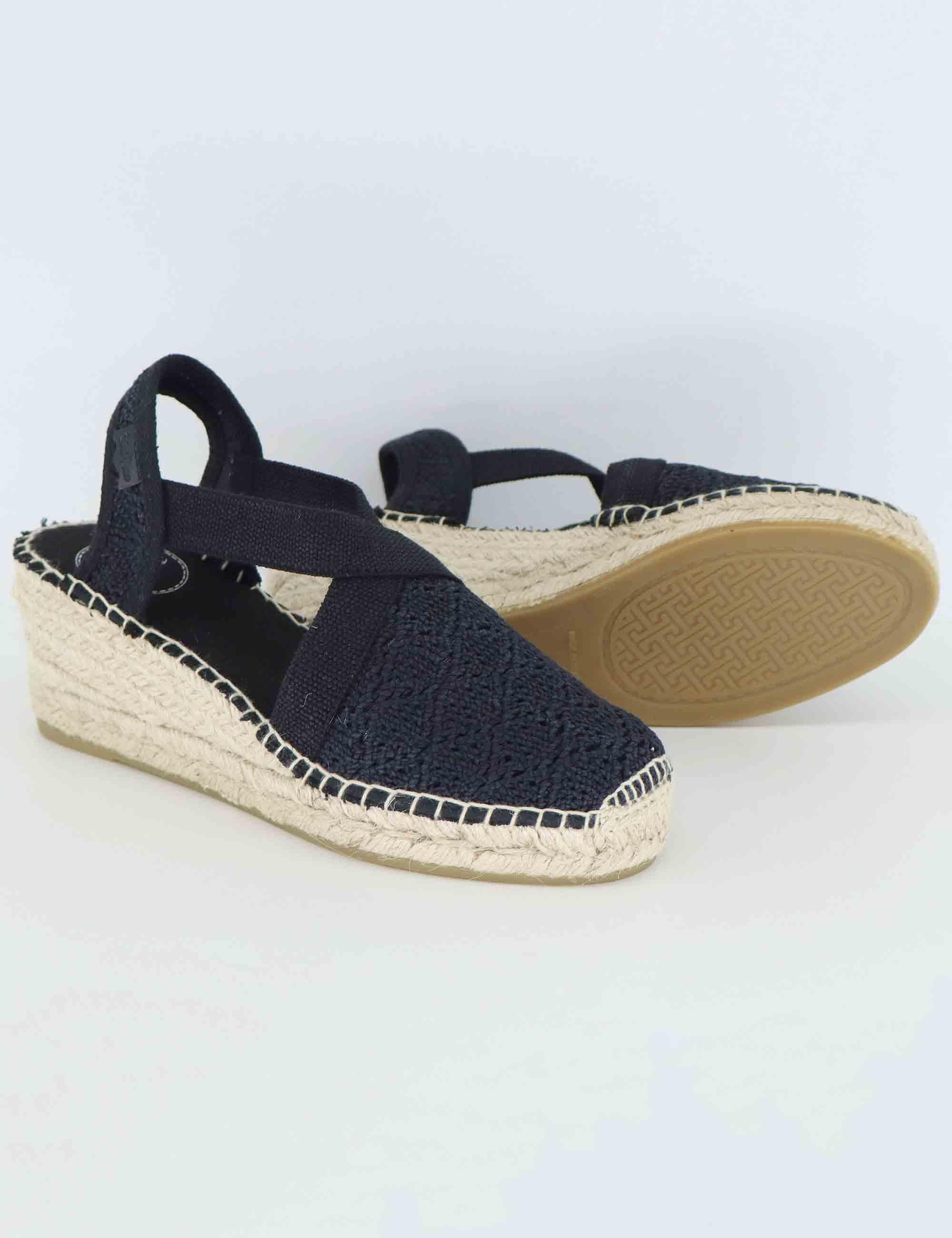 Sandali espadrillas donna in tessuto nero con elastici Terra Negre Toni Pons 