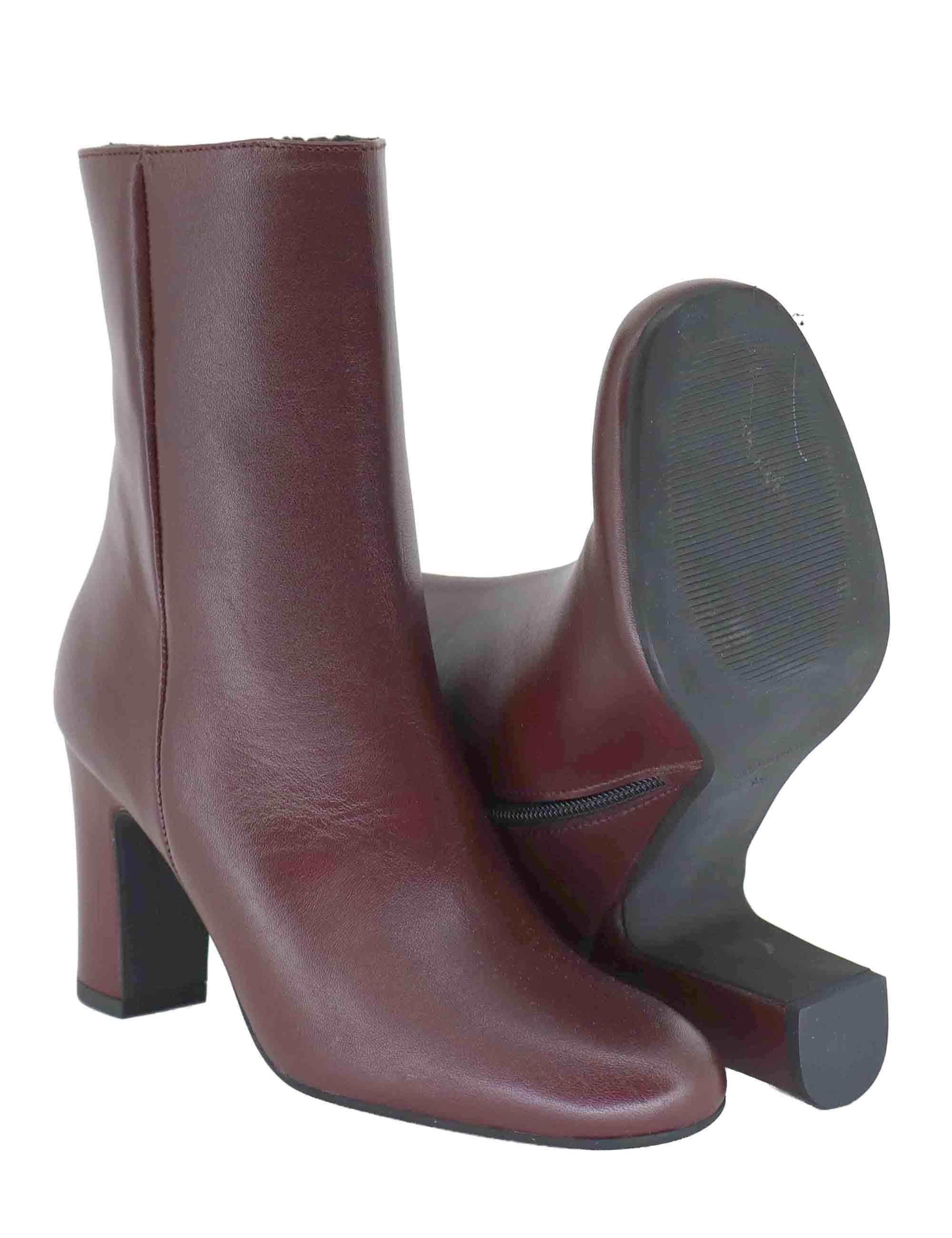 Stivaletti donna in pelle bordeaux tacco alto 3351 016 Les Venues 