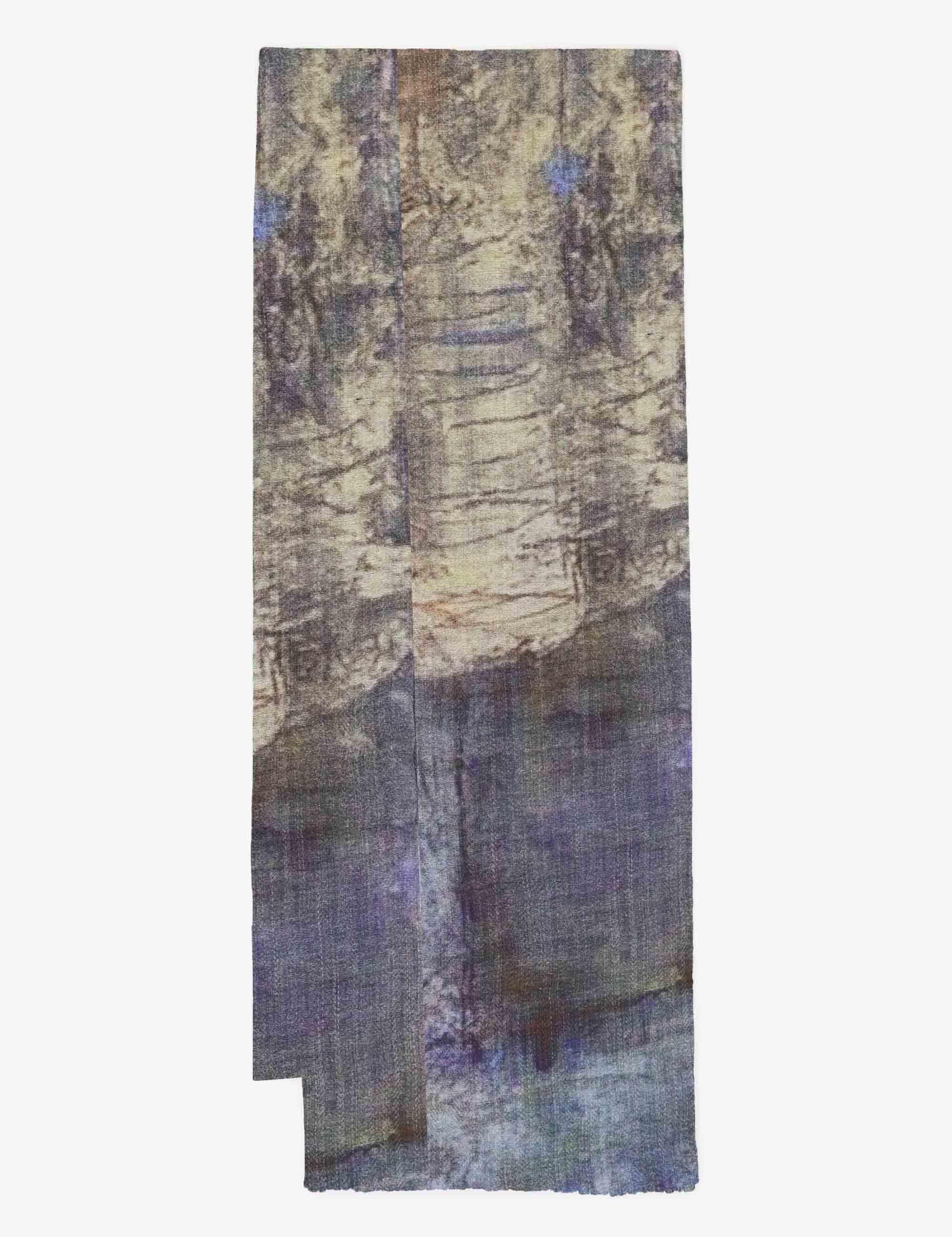 Sciarpe donna in lana blu con stampe 61260048 0035 Pyaar 