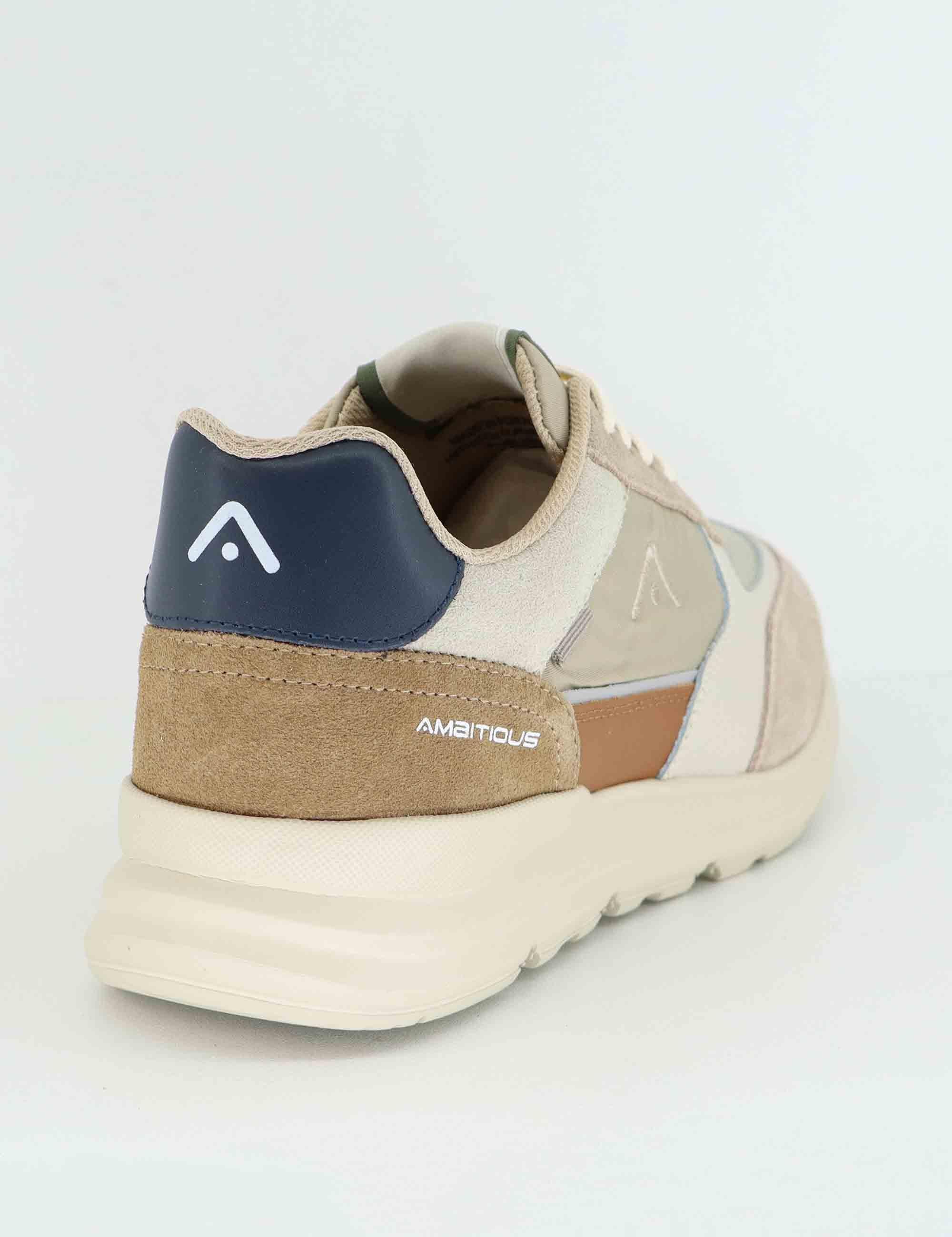 Sneakers uomo Arrow in pelle e tessuto taupe 13571E 1973AM Ambitious 